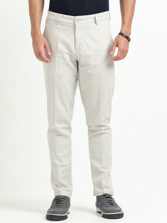 White Linen Formal Trousers