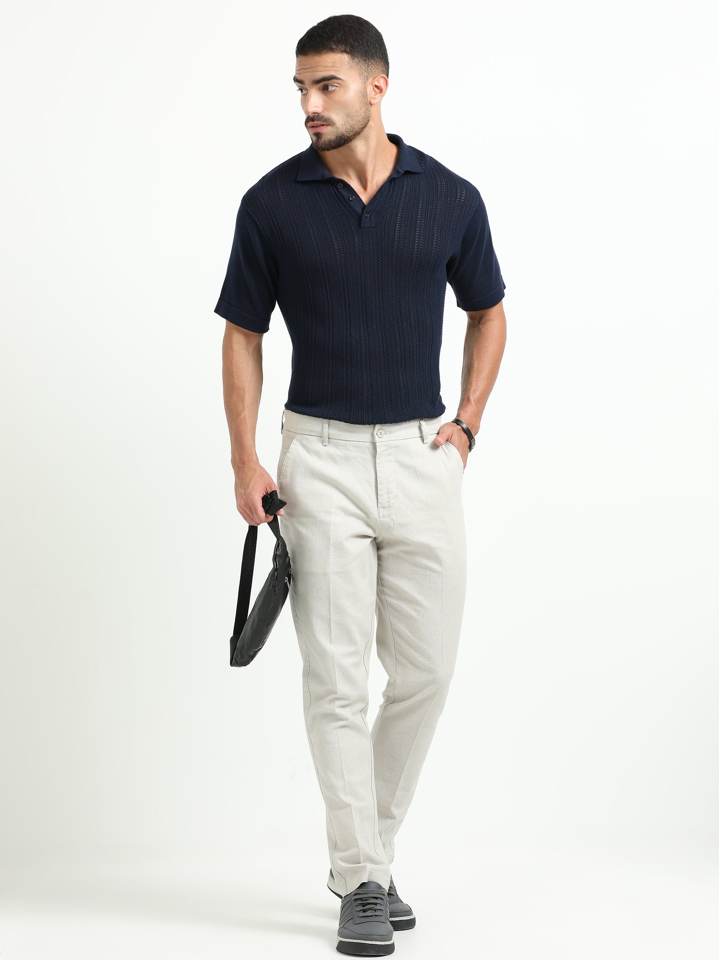 White Linen Formal Trousers