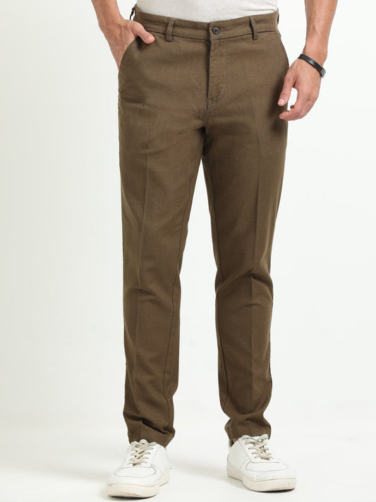 Brown Linen Formal Trousers
