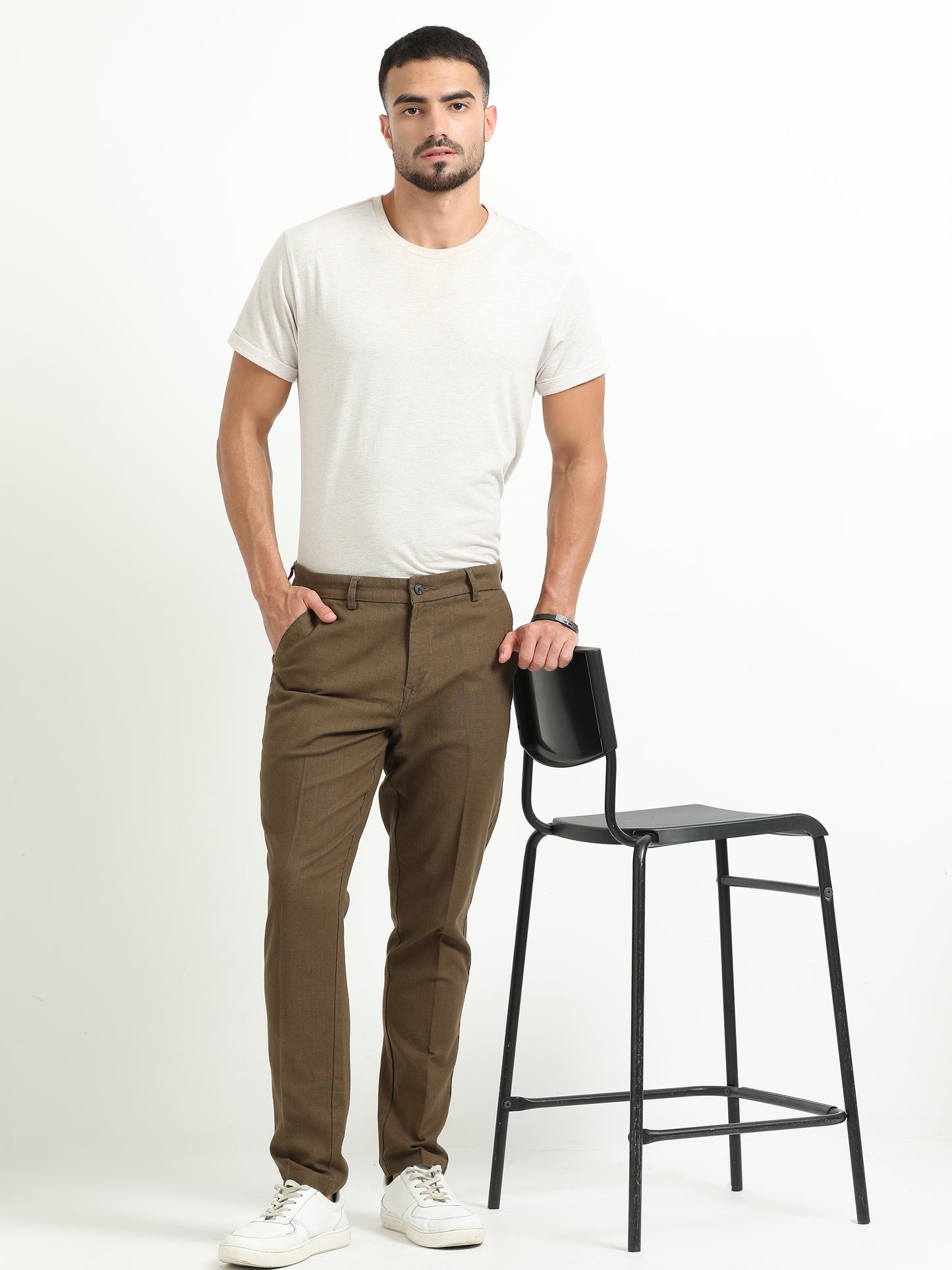 Brown Linen Formal Trousers