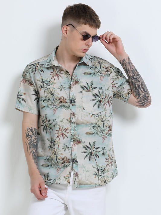 Martin Smith Men’s Regular Fit Linen Half Sleeves Casual Shirt