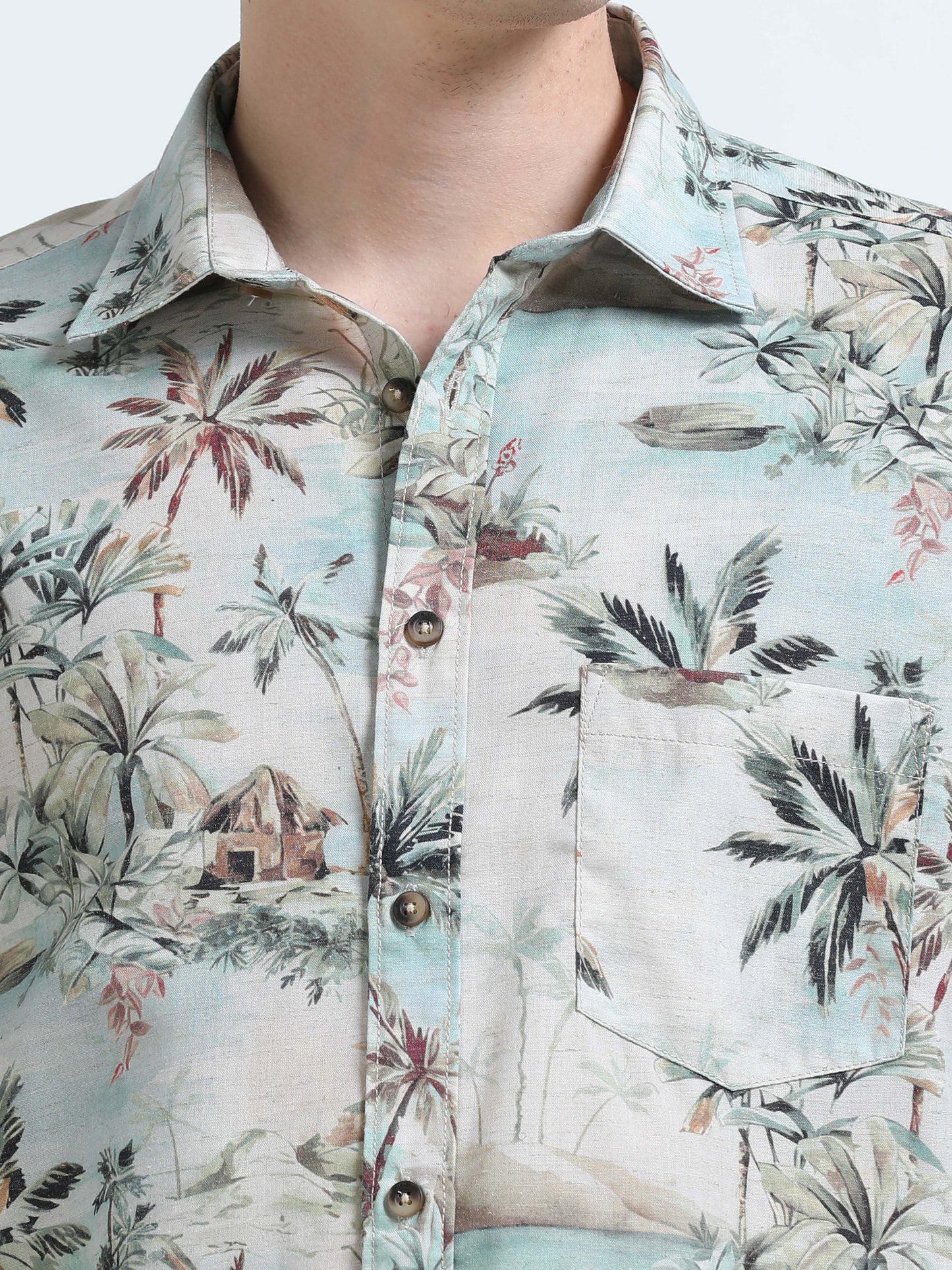 Martin Smith Men’s Regular Fit Linen Half Sleeves Casual Shirt
