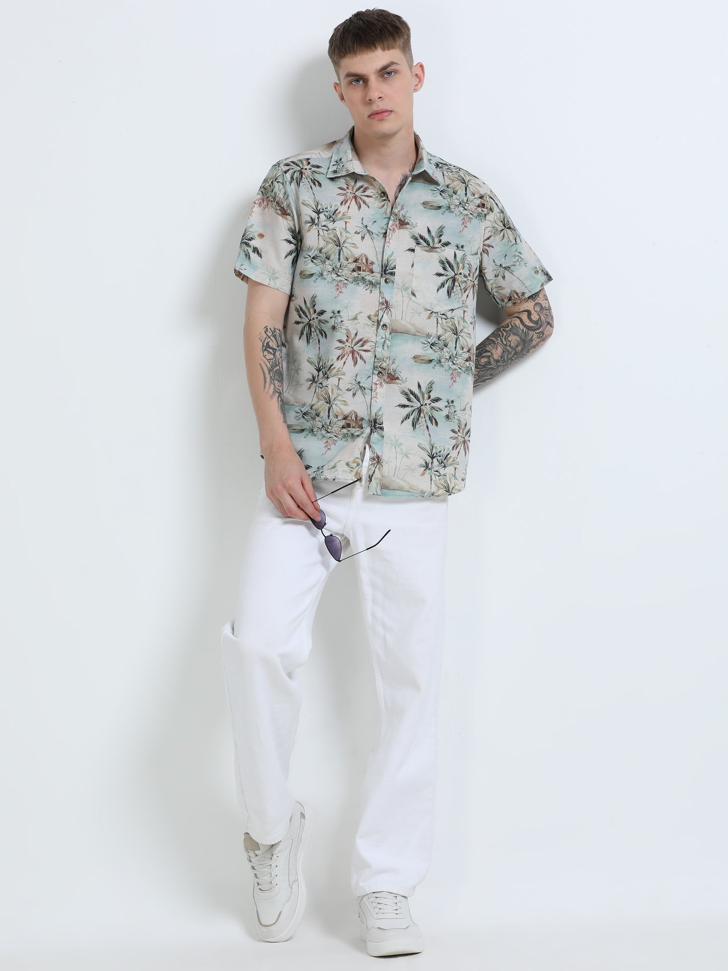 Martin Smith Men’s Regular Fit Linen Half Sleeves Casual Shirt