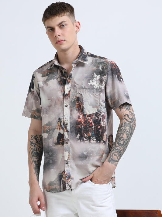 Martin Smith Men’s Regular Fit Linen Half Sleeves Casual Shirt