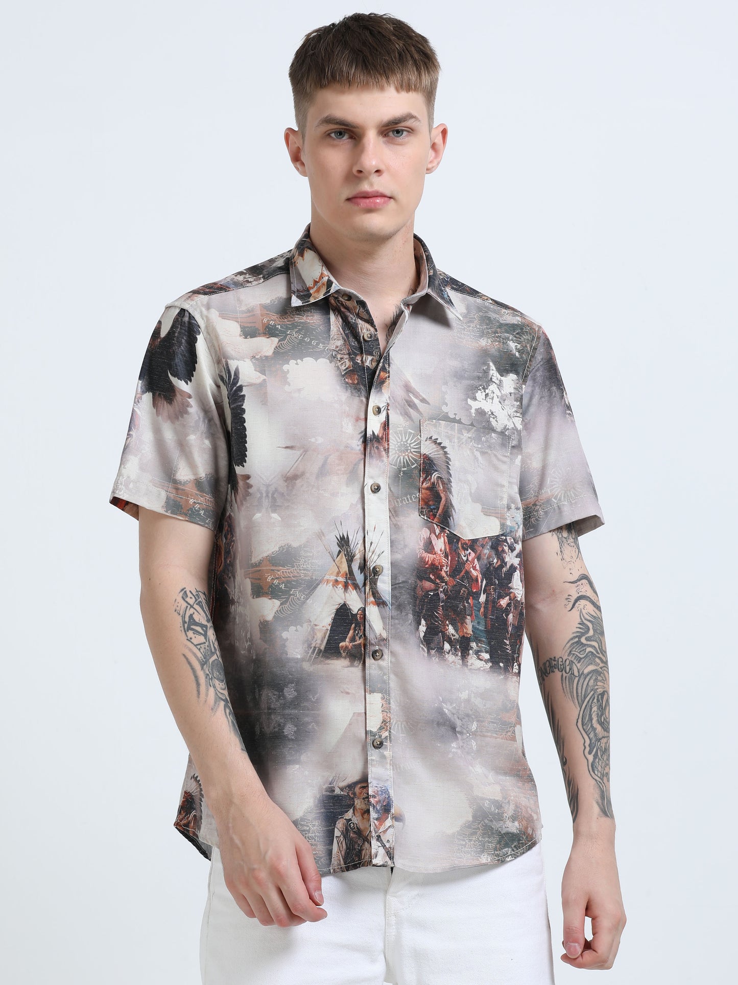 Martin Smith Men’s Regular Fit Linen Half Sleeves Casual Shirt
