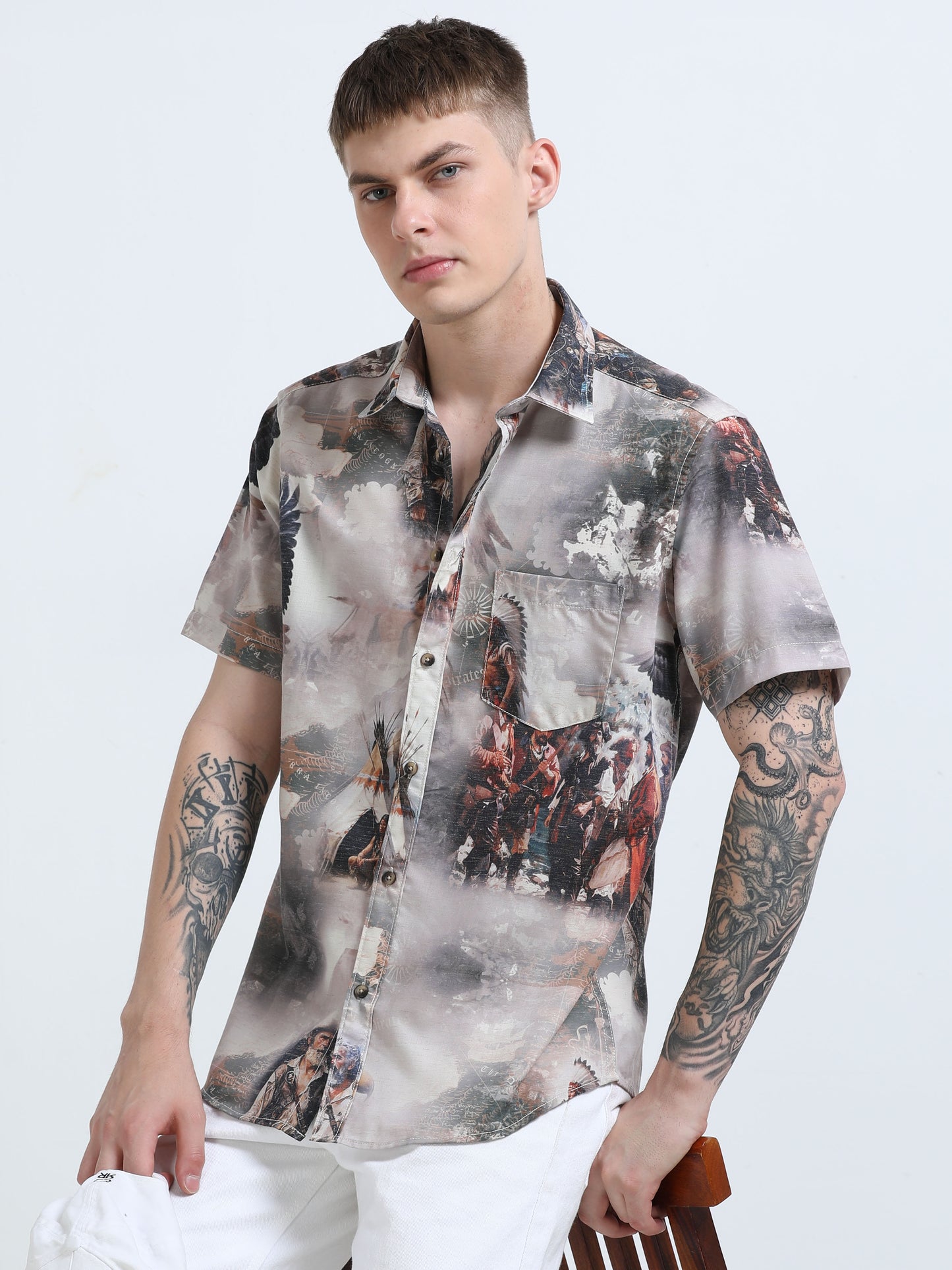 Martin Smith Men’s Regular Fit Linen Half Sleeves Casual Shirt