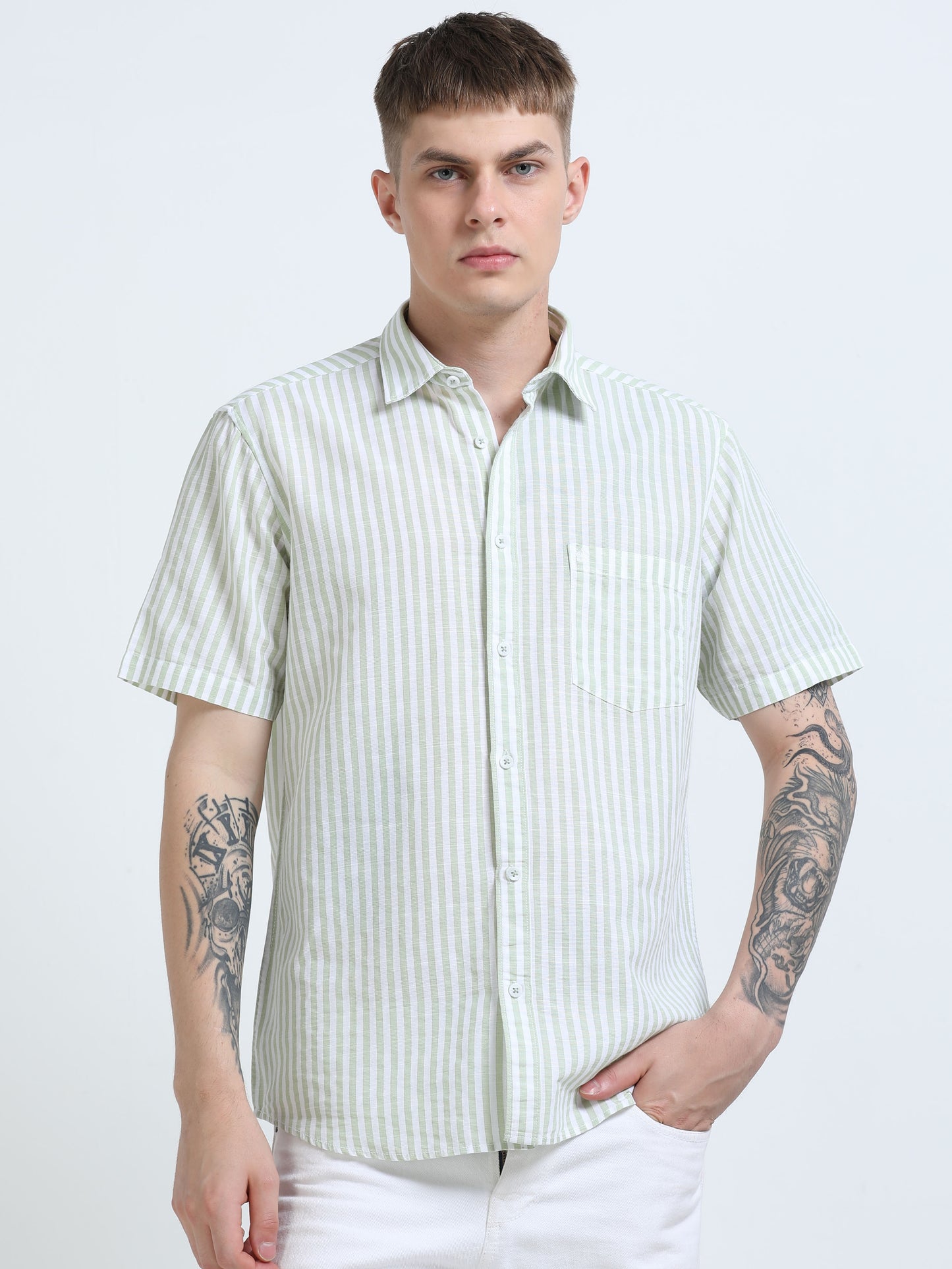 Martin Smith Men’s Regular Fit Cotton Half Sleeves Casual Shirt