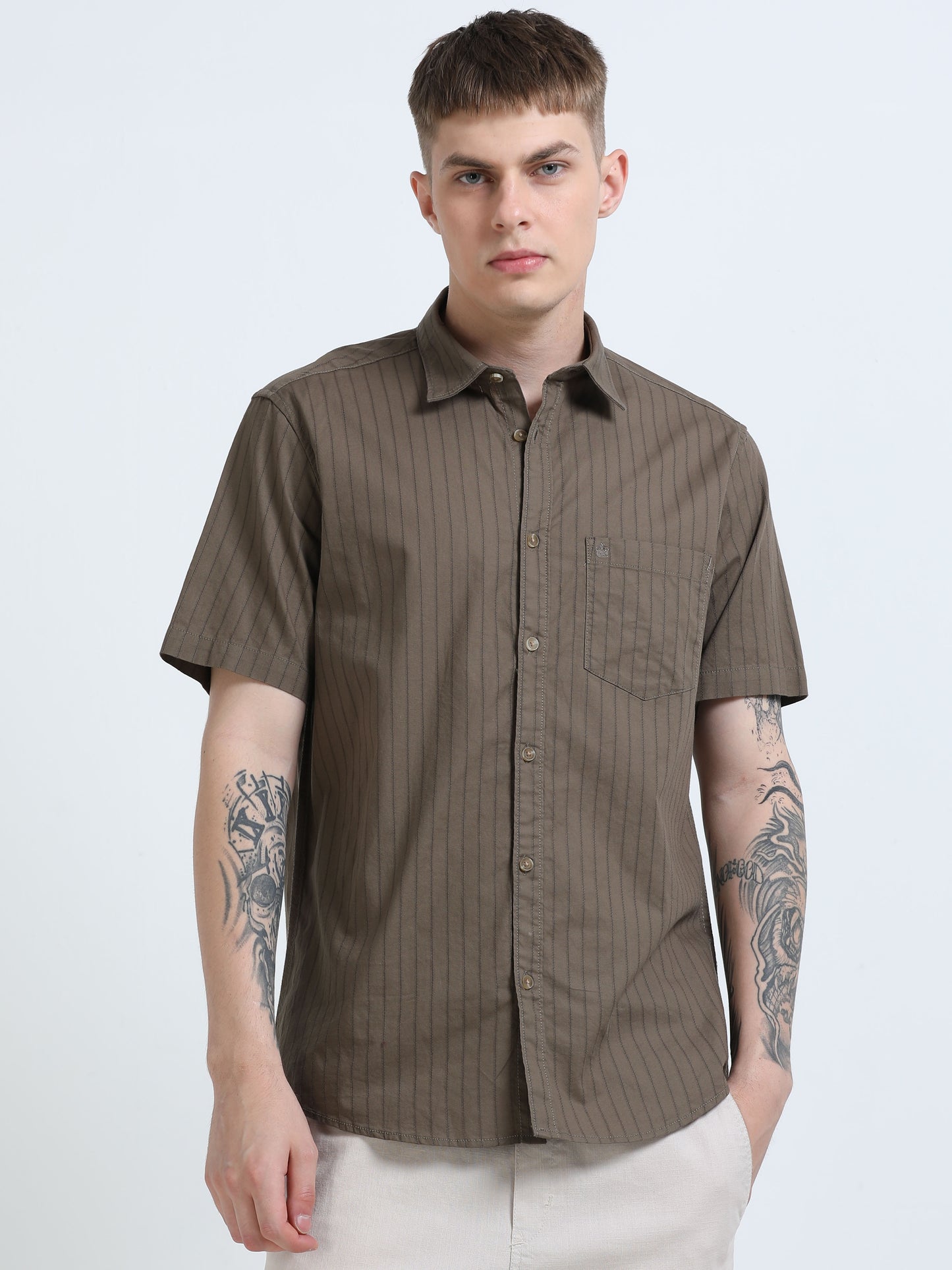 Martin Smith Men’s Regular Fit Cotton Half Sleeves Casual Shirt
