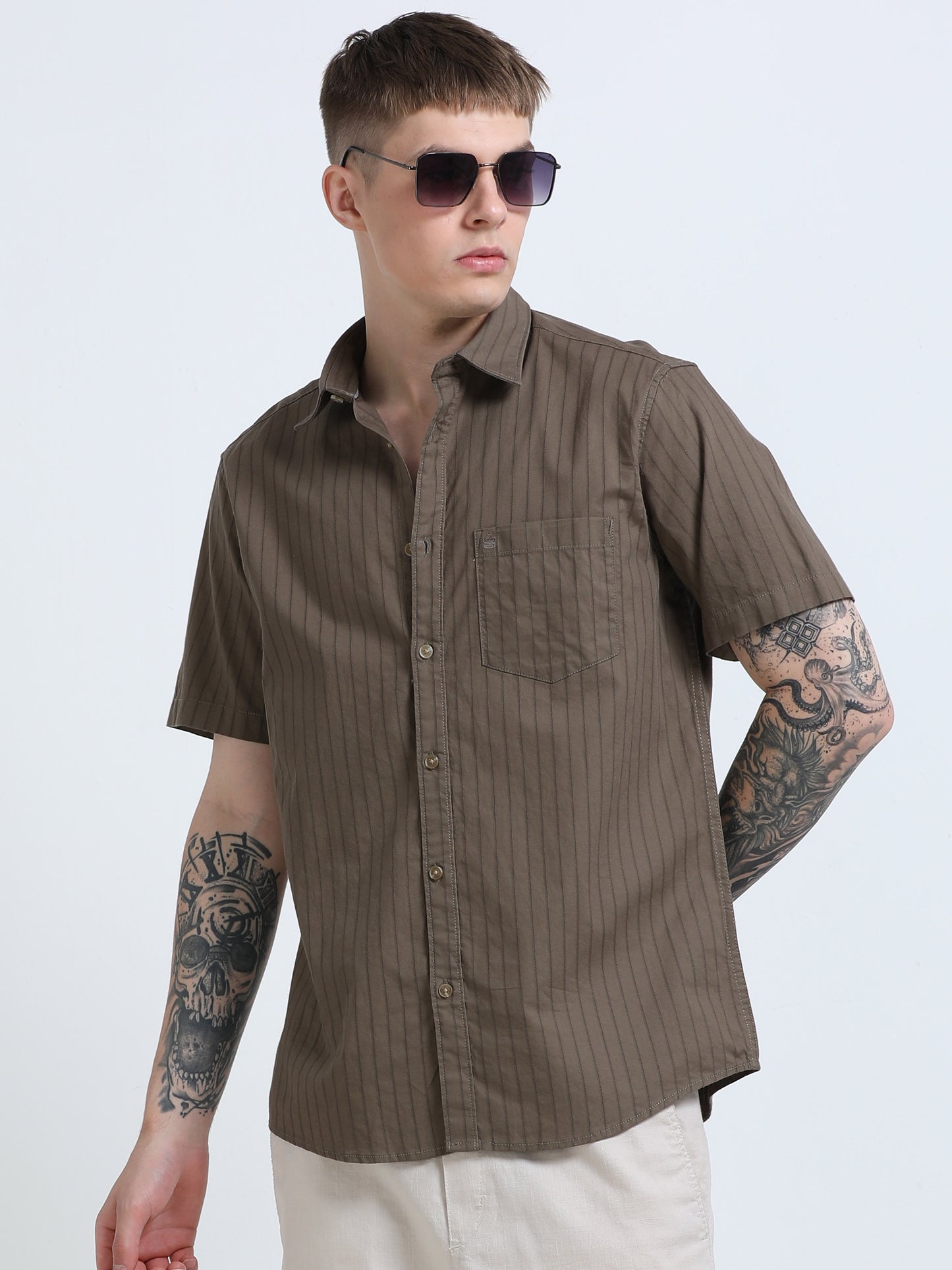 Martin Smith Men’s Regular Fit Cotton Half Sleeves Casual Shirt