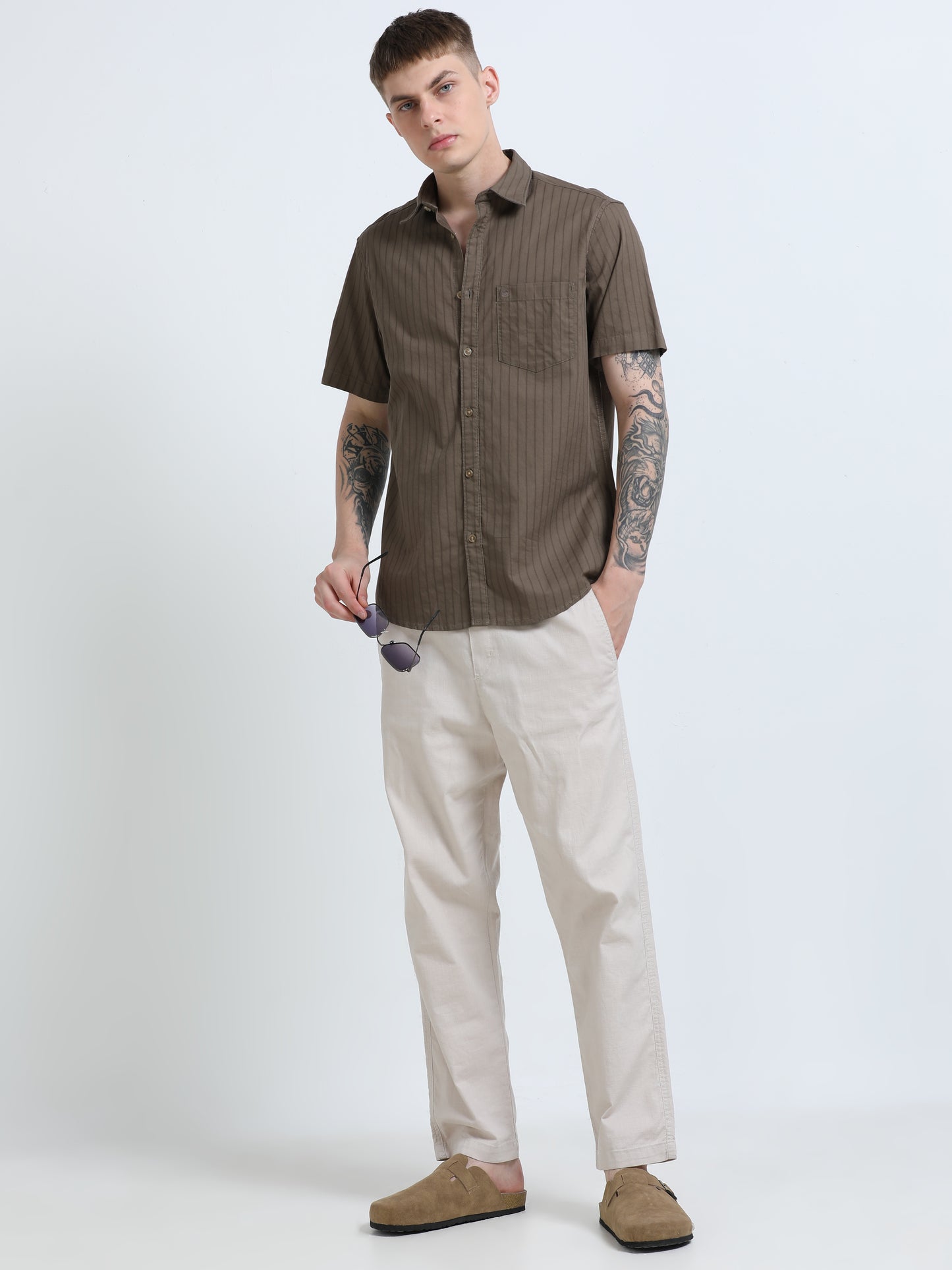 Martin Smith Men’s Regular Fit Cotton Half Sleeves Casual Shirt
