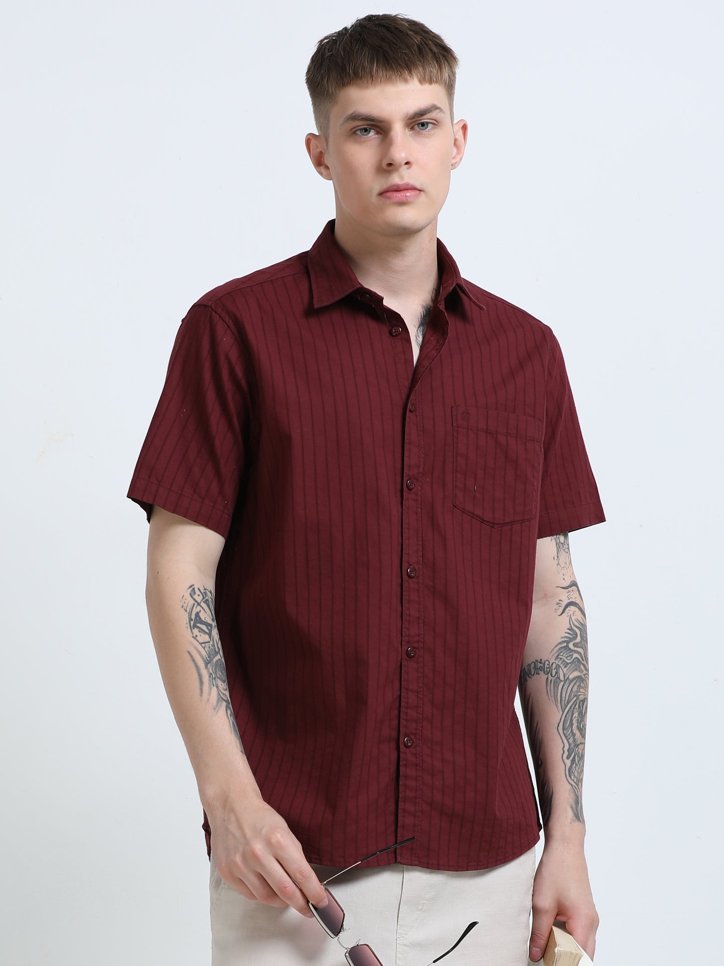 Martin Smith Men’s Regular Fit Cotton Half Sleeves Casual Shirt