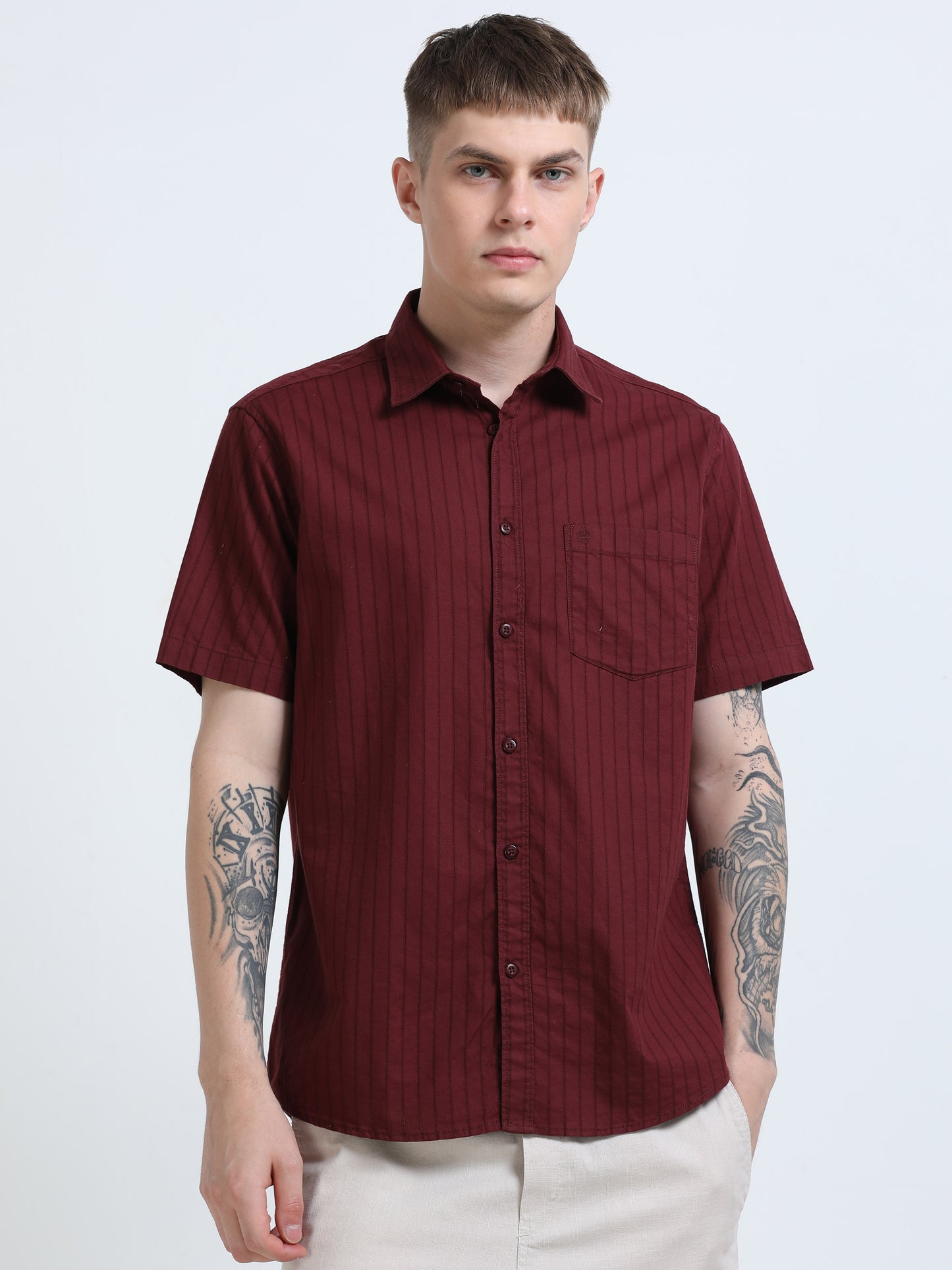 Martin Smith Men’s Regular Fit Cotton Half Sleeves Casual Shirt