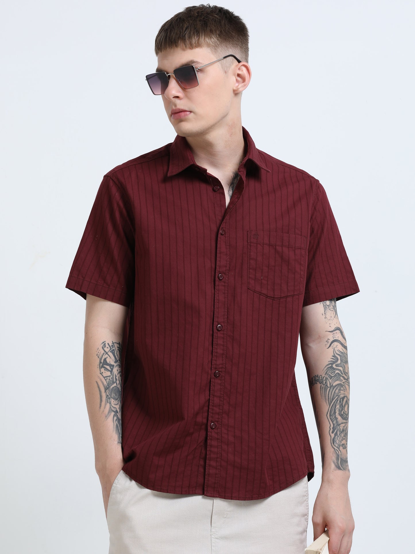 Martin Smith Men’s Regular Fit Cotton Half Sleeves Casual Shirt