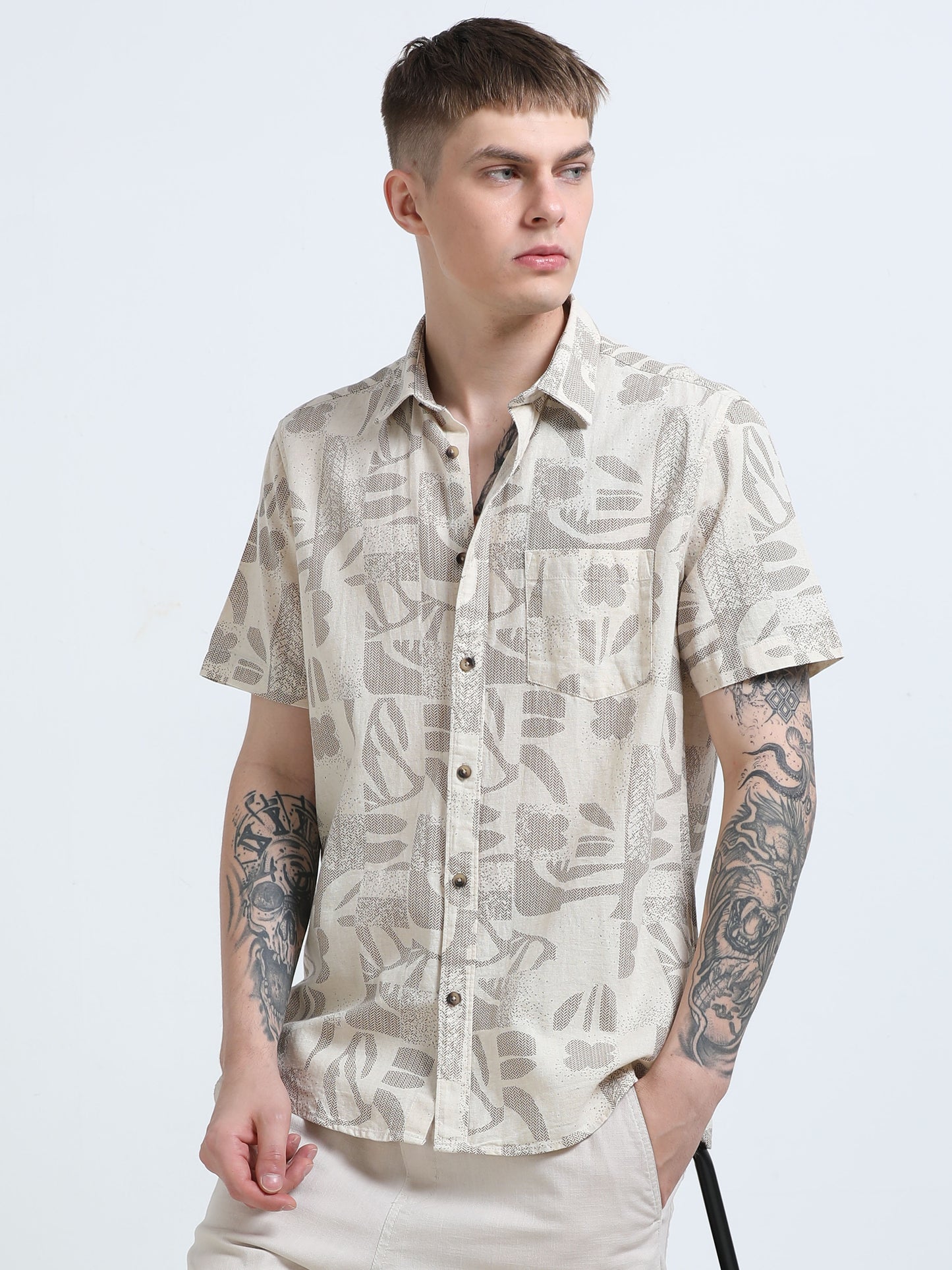 Martin Smith Men’s Regular Fit Cotton Half Sleeves Casual Shirt