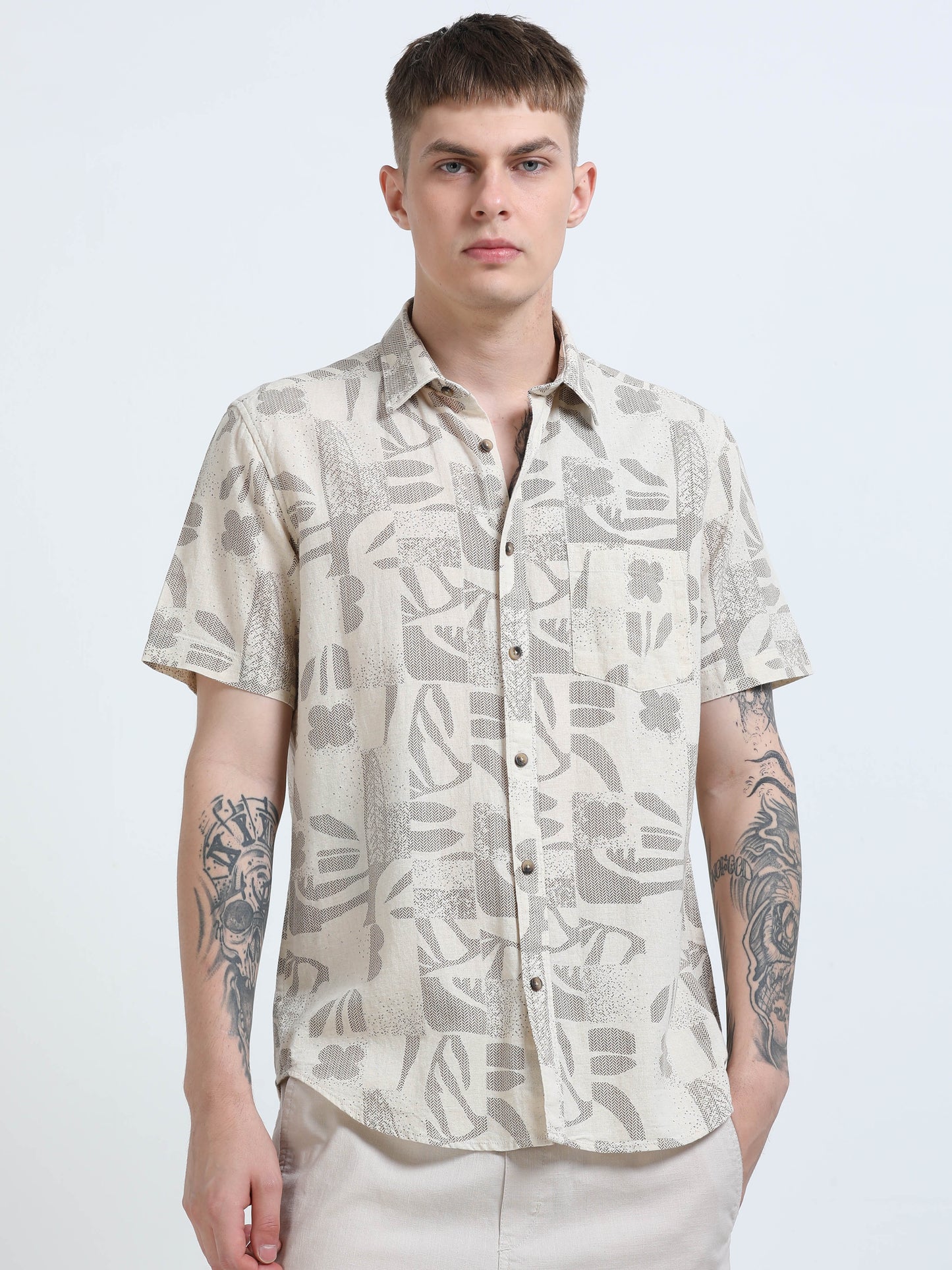Martin Smith Men’s Regular Fit Cotton Half Sleeves Casual Shirt