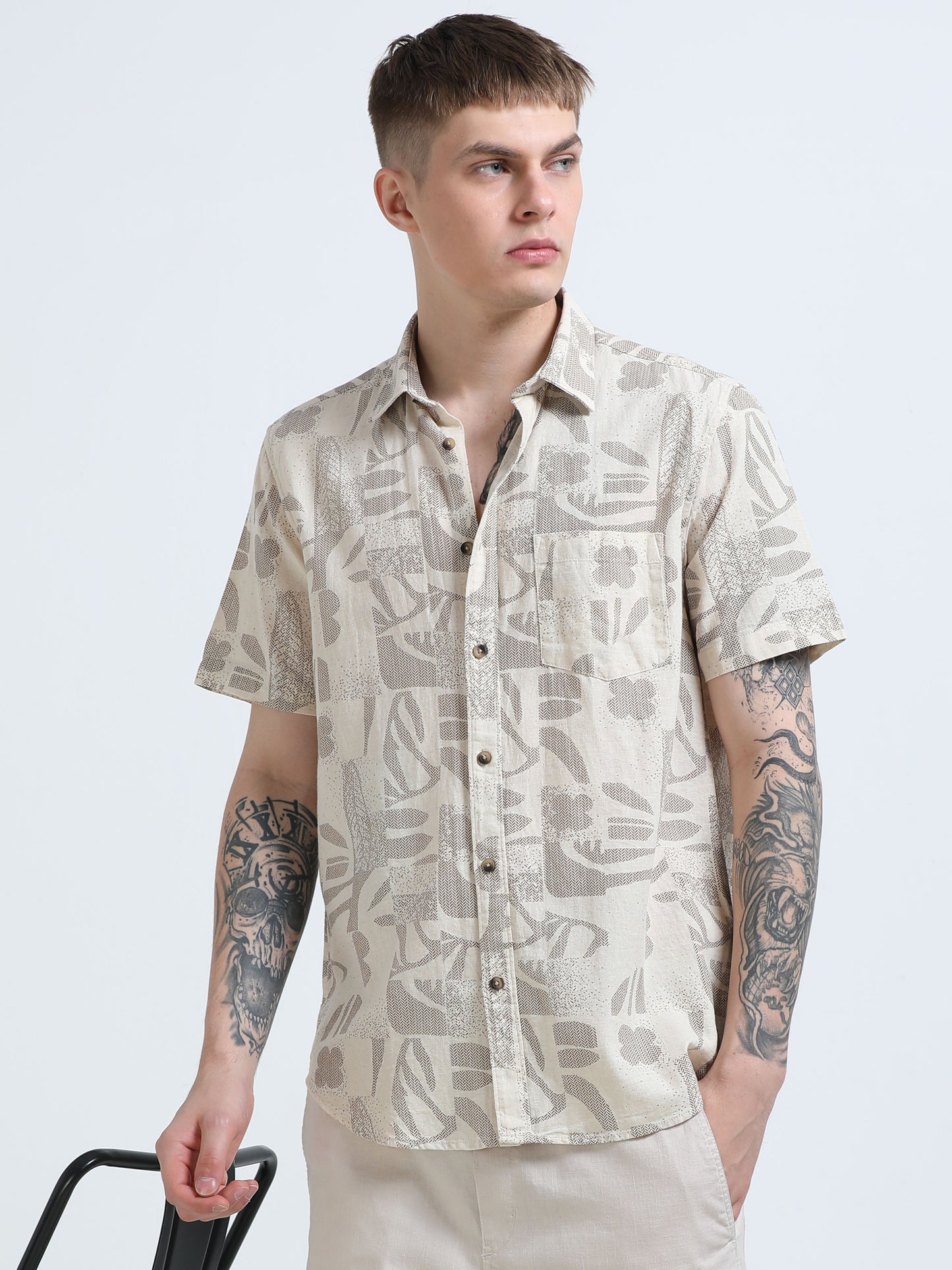 Martin Smith Men’s Regular Fit Cotton Half Sleeves Casual Shirt