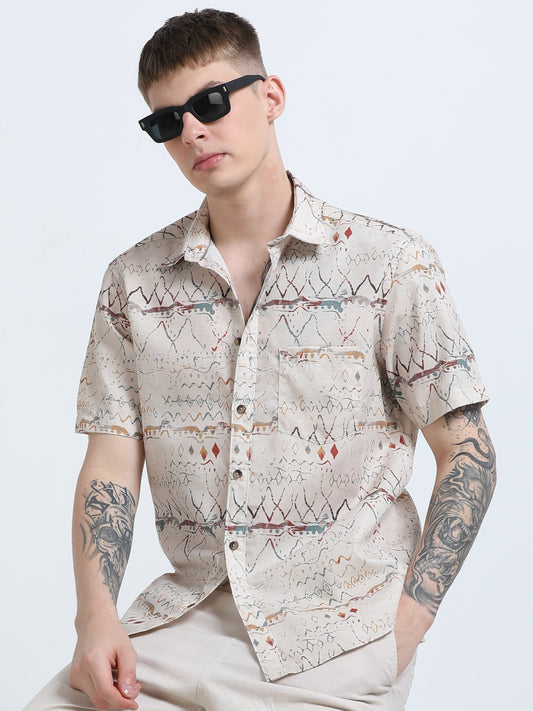 Martin Smith Men’s Regular Fit Linen Half Sleeves Casual Shirt