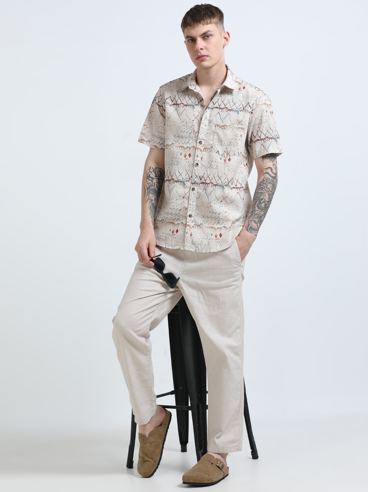 Martin Smith Men’s Regular Fit Linen Half Sleeves Casual Shirt