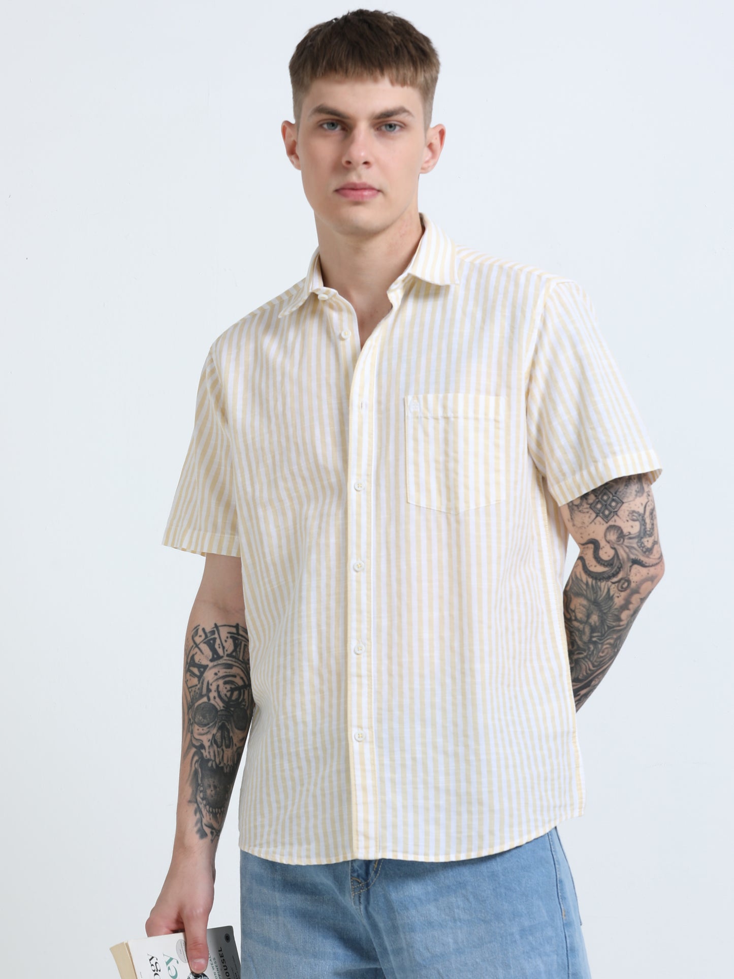 Martin Smith Men’s Regular Fit Cotton Half Sleeves Casual Shirt