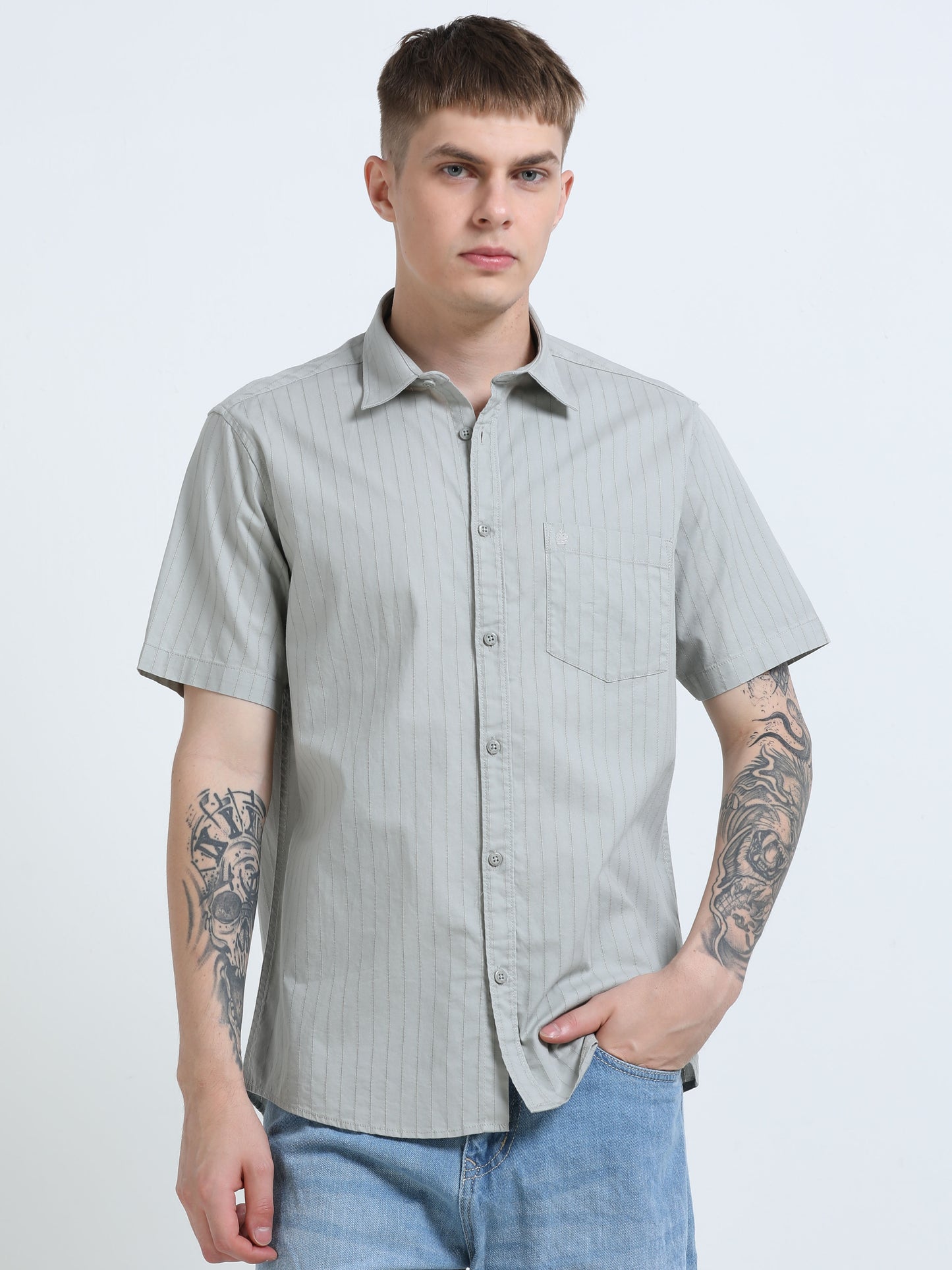 Martin Smith Men’s Regular Fit Cotton Half Sleeves Casual Shirt