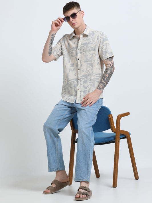 Martin Smith Men’s Regular Fit Linen Half Sleeves Casual Shirt