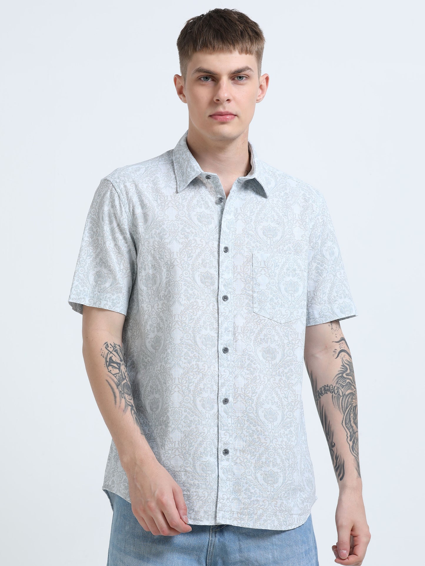Martin Smith Men’s Regular Fit Cotton Half Sleeves Casual Shirt