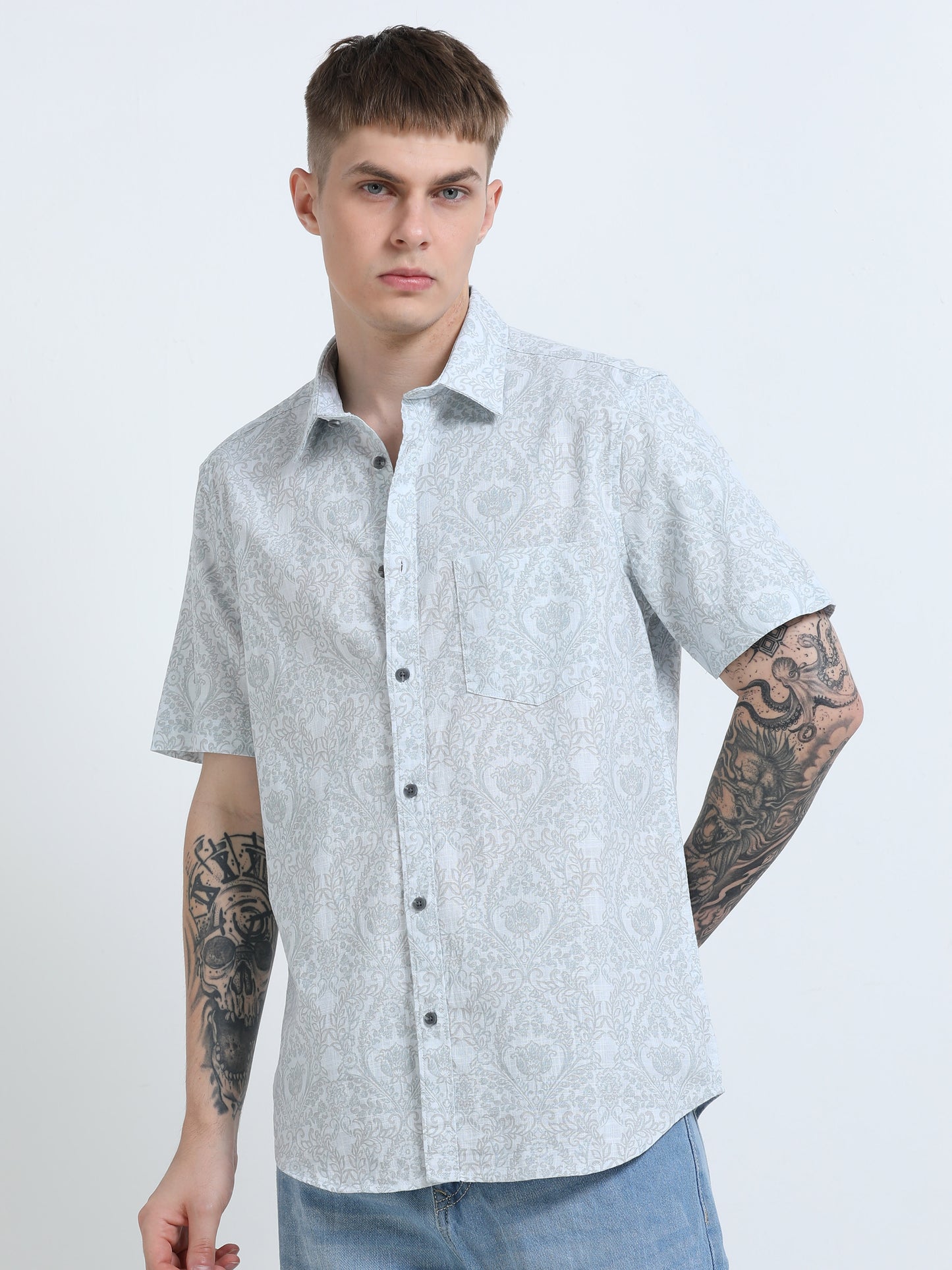 Martin Smith Men’s Regular Fit Cotton Half Sleeves Casual Shirt