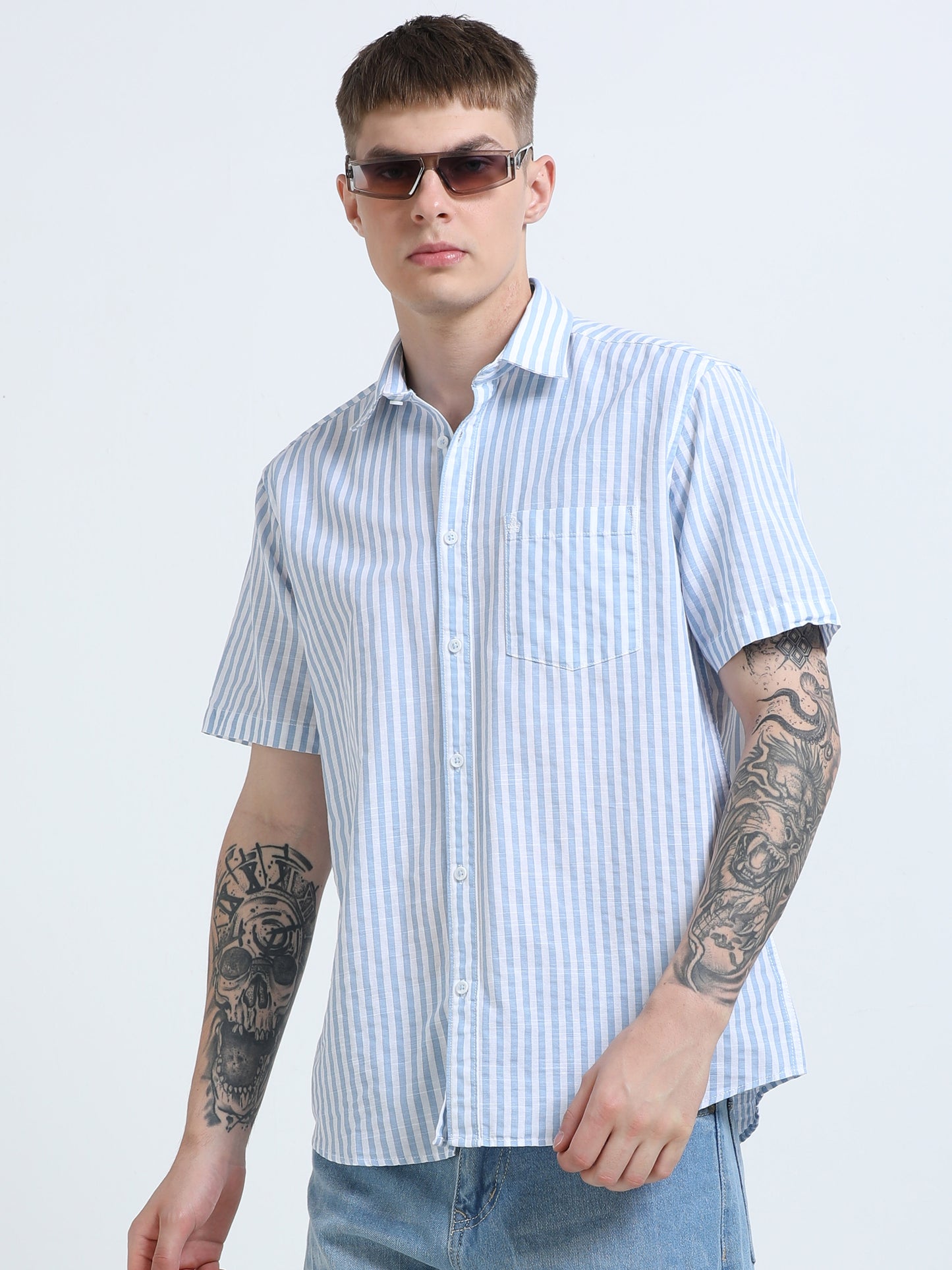 Martin Smith Men’s Regular Fit Cotton Half Sleeves Casual Shirt