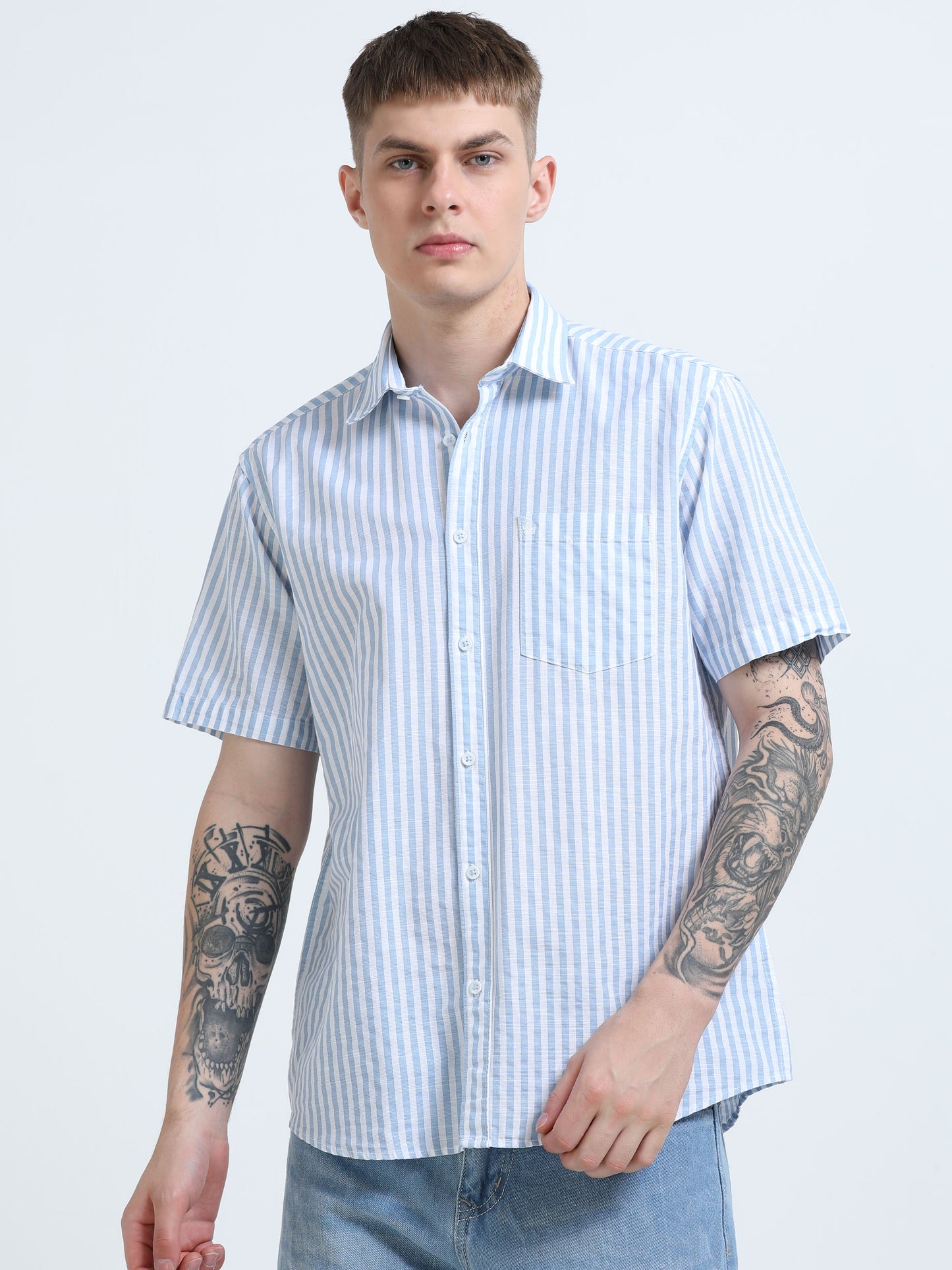 Martin Smith Men’s Regular Fit Cotton Half Sleeves Casual Shirt