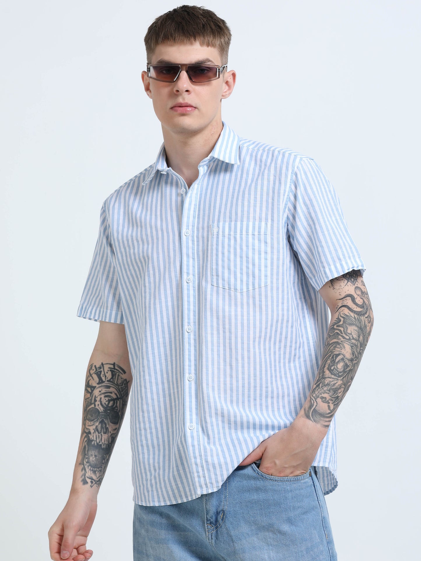 Martin Smith Men’s Regular Fit Cotton Half Sleeves Casual Shirt