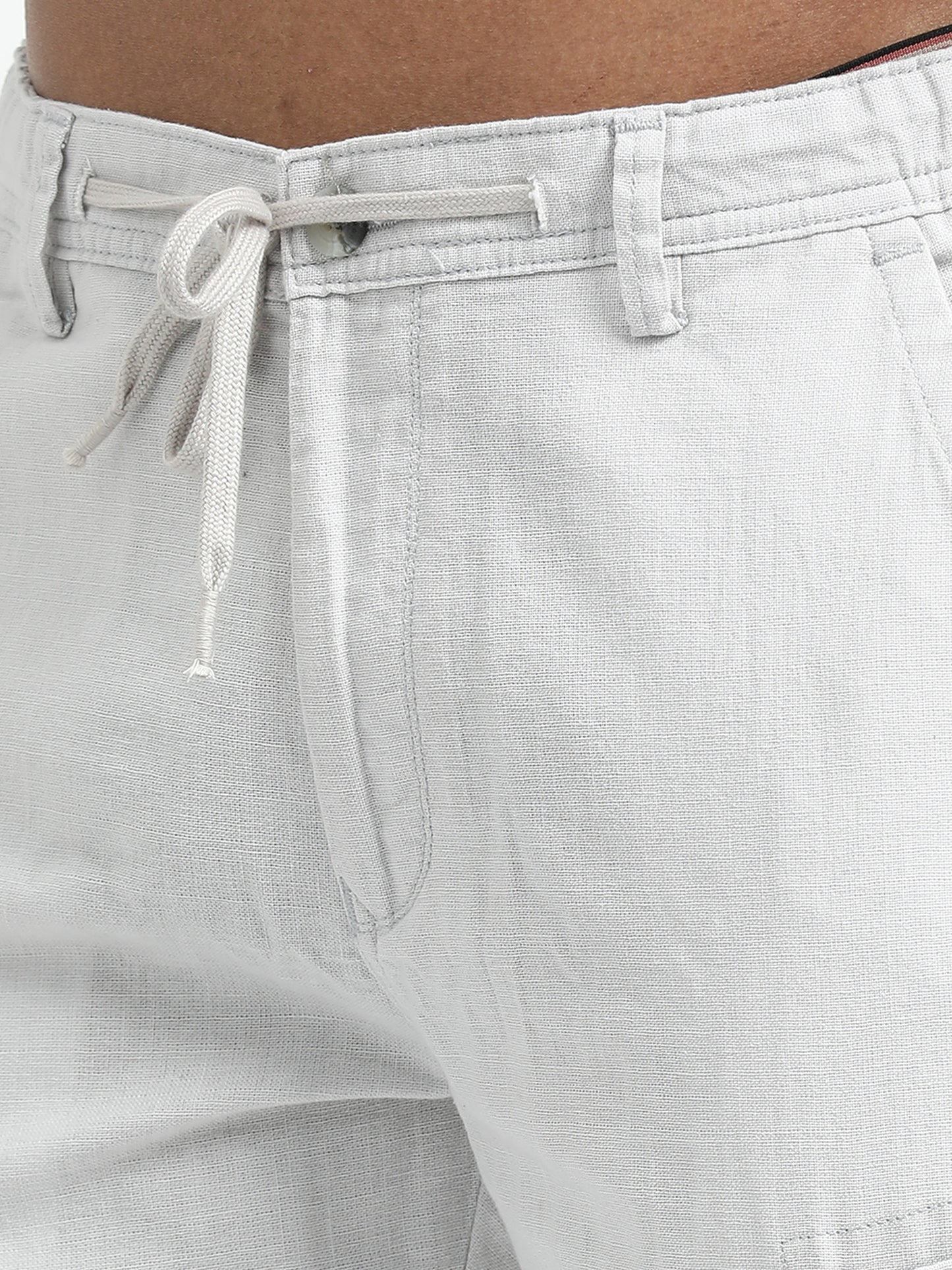 White Cargo Trousers with Drawstring.