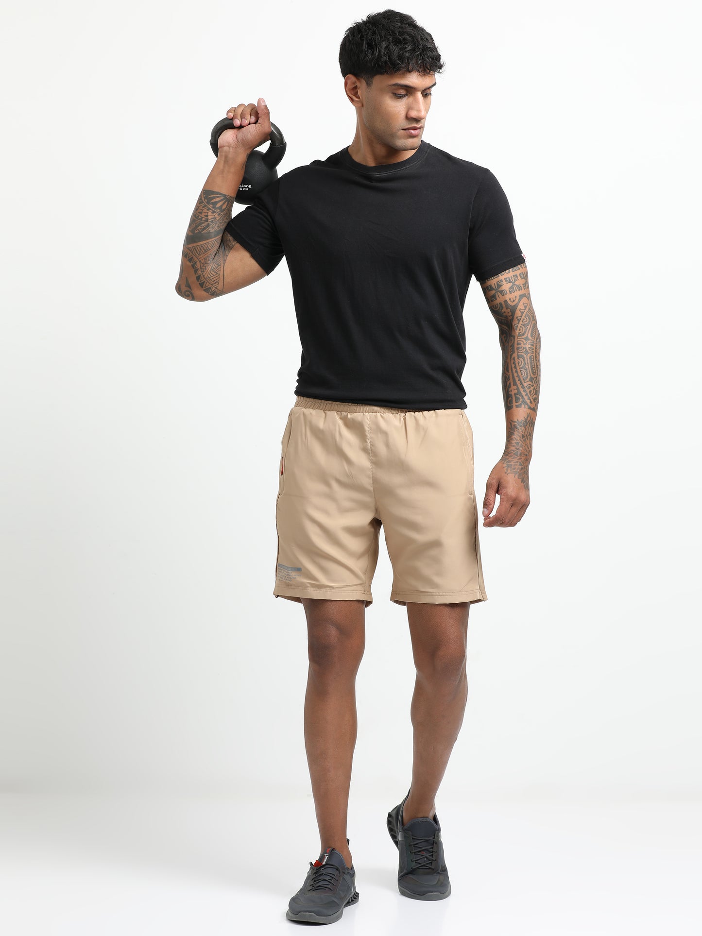 Beige Victory Sports Shorts