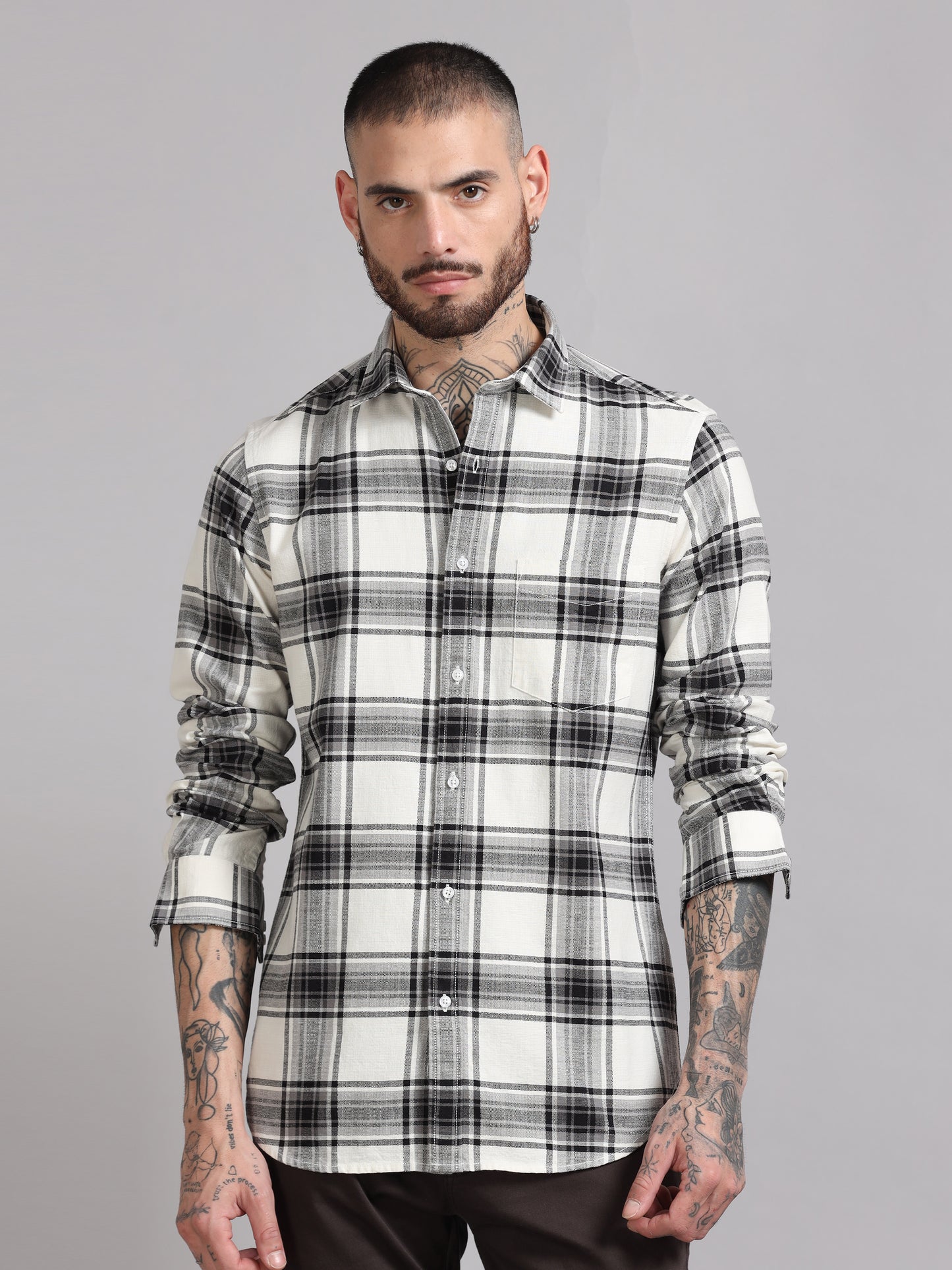 Twill Black and Pearl Flannel Shirt