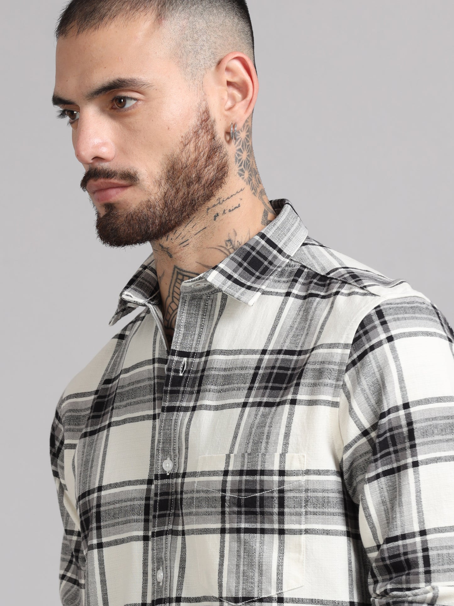 Twill Black and Pearl Flannel Shirt