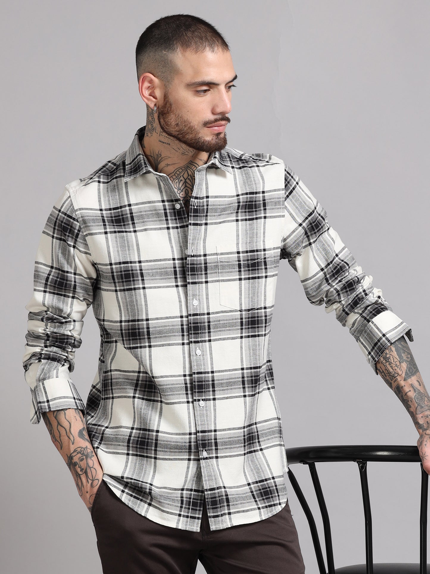 Twill Black and Pearl Flannel Shirt