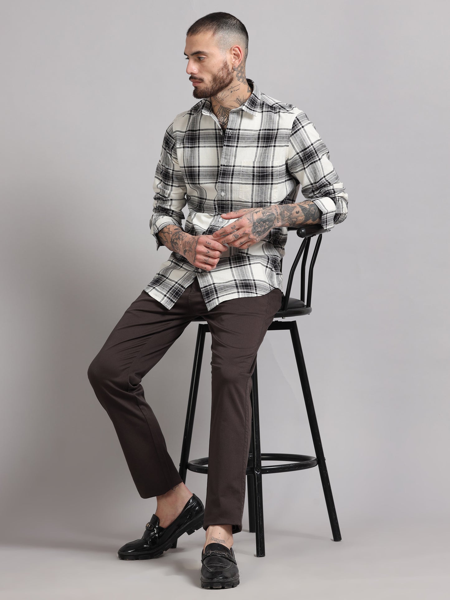 Twill Black and Pearl Flannel Shirt