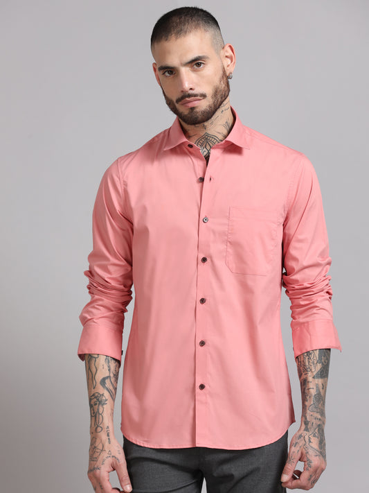 Breeze Pink Solid Satin Shirt