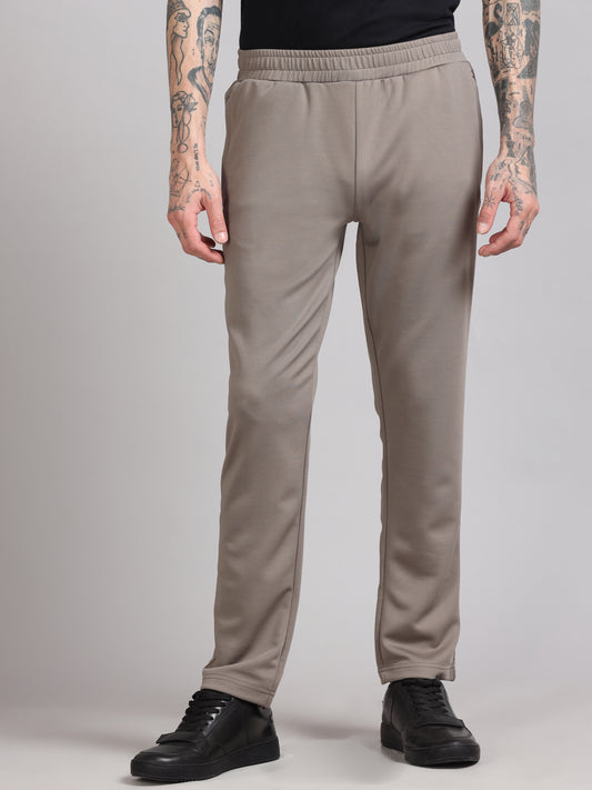 Men Regular Fit Mid-Rise Beige Track Pant