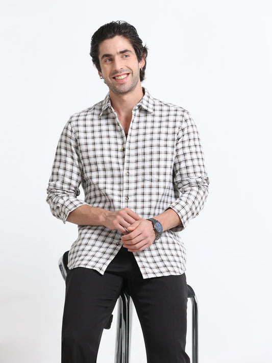 Ivory Check Linen Shirt
