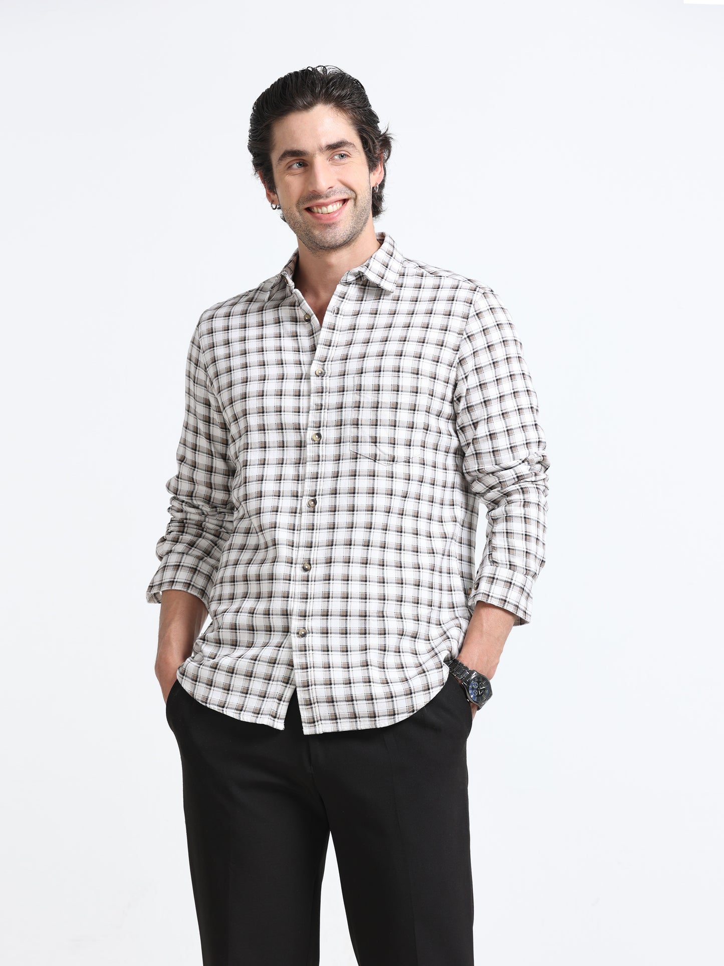 Ivory Check Linen Shirt