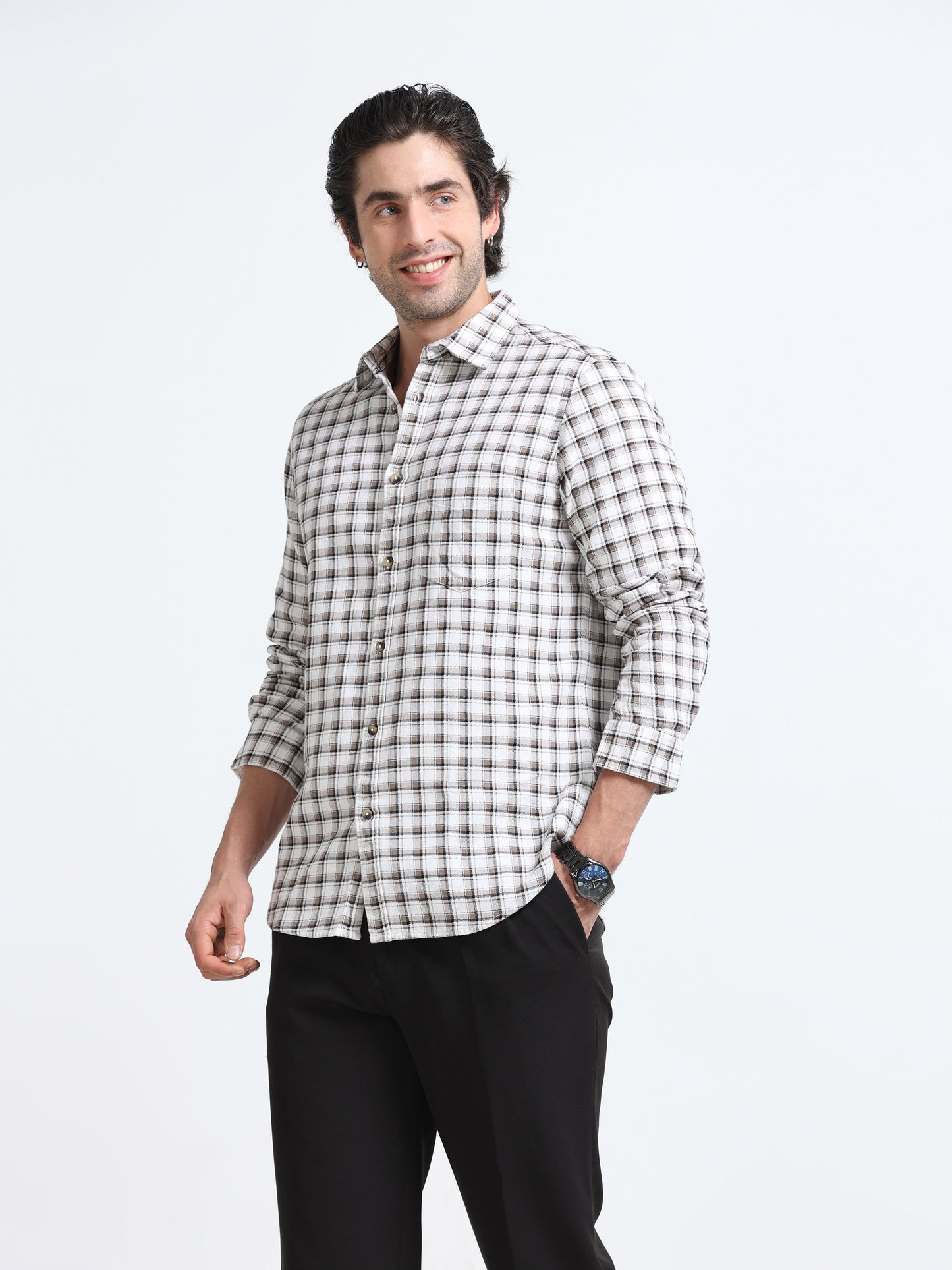 Ivory Check Linen Shirt