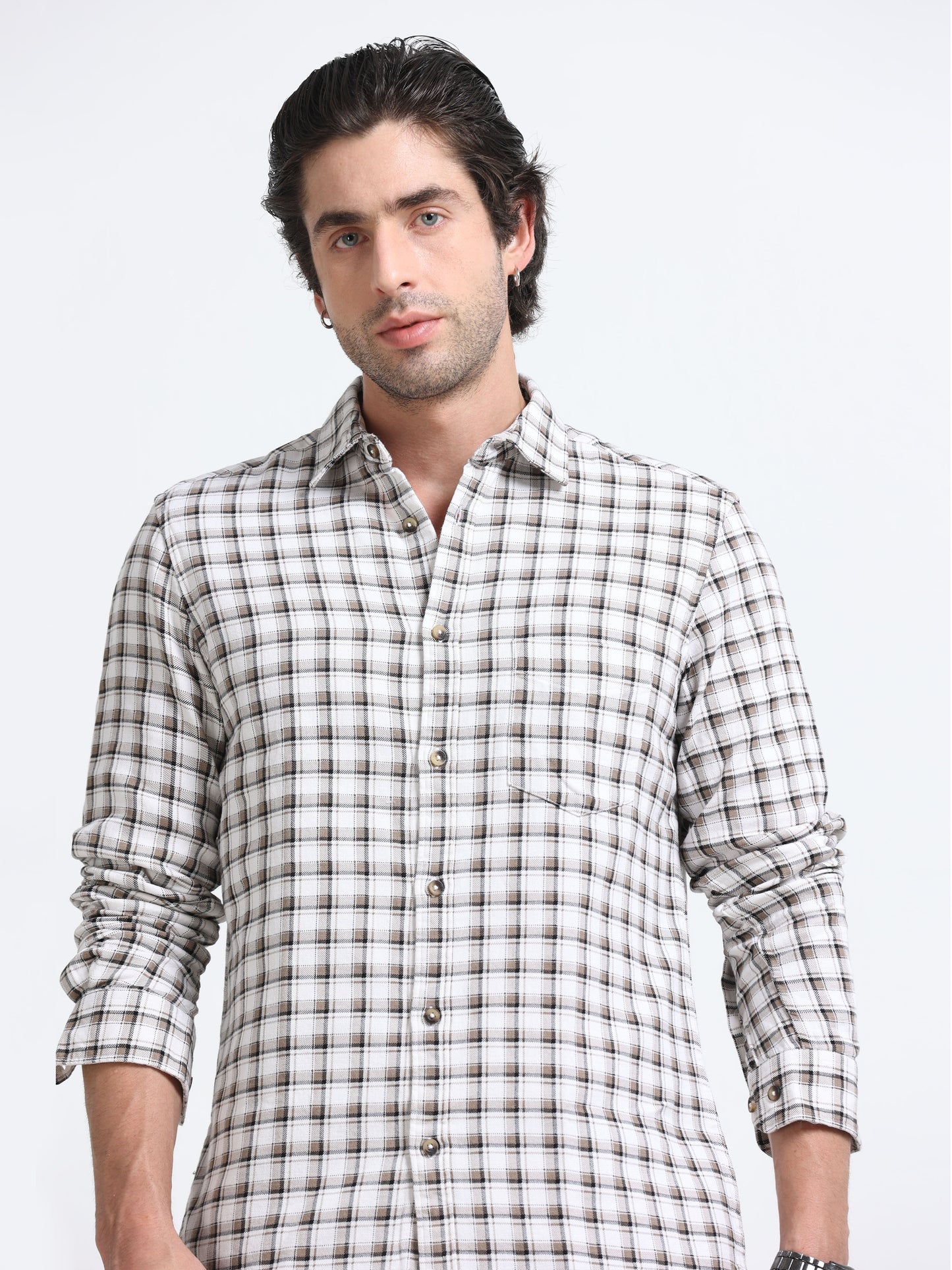 Ivory Check Linen Shirt