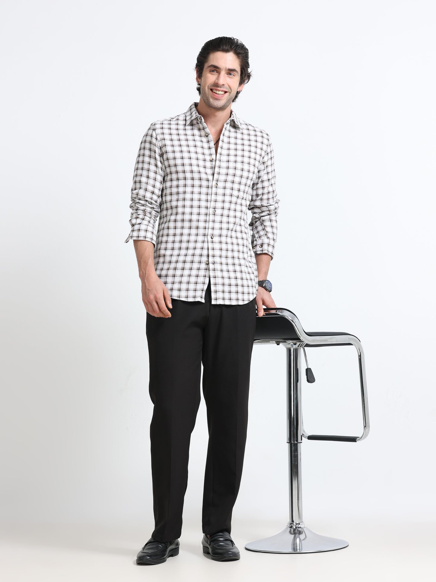 Ivory Check Linen Shirt