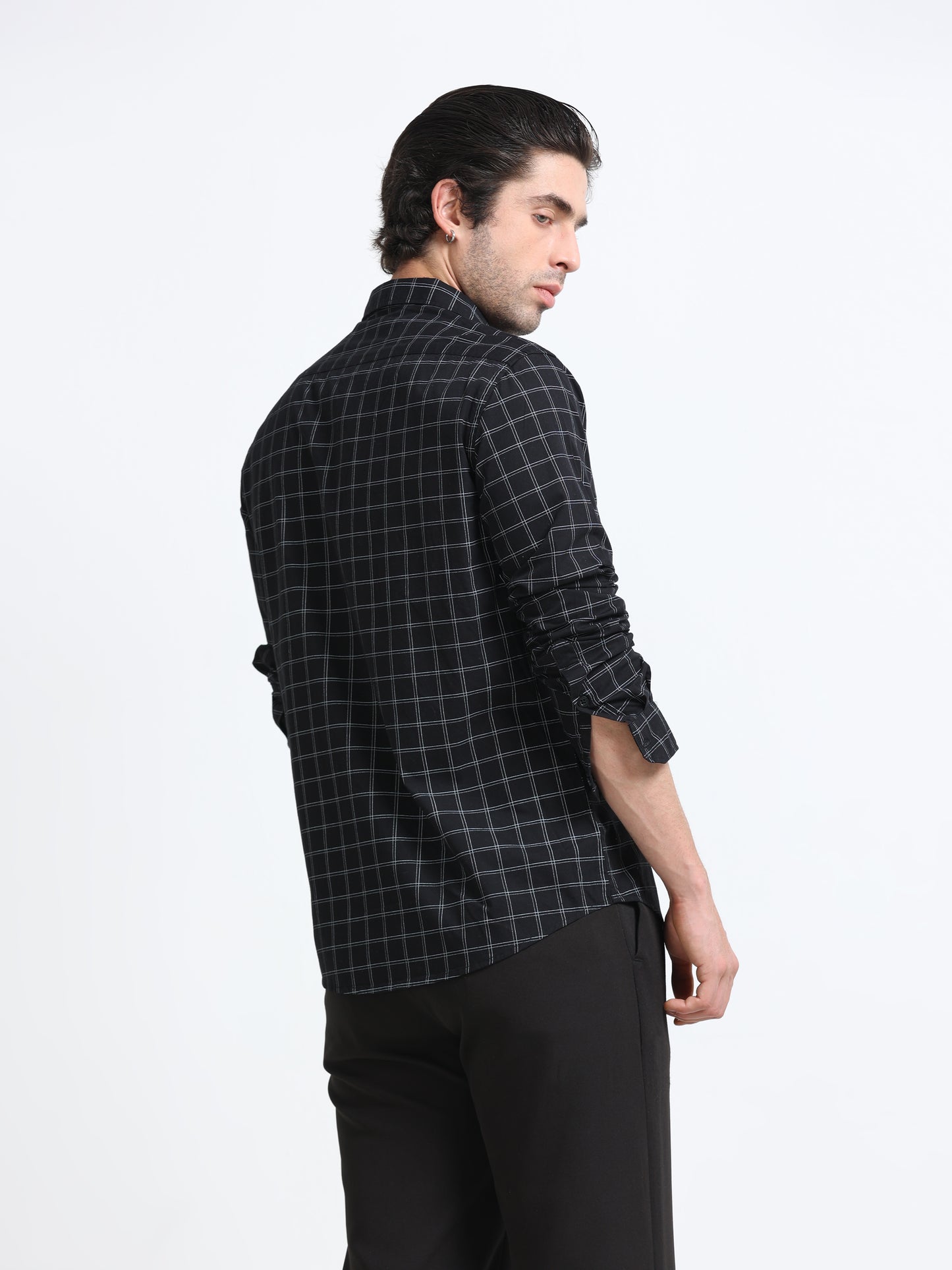 Black Windowpane Linen Shirt
