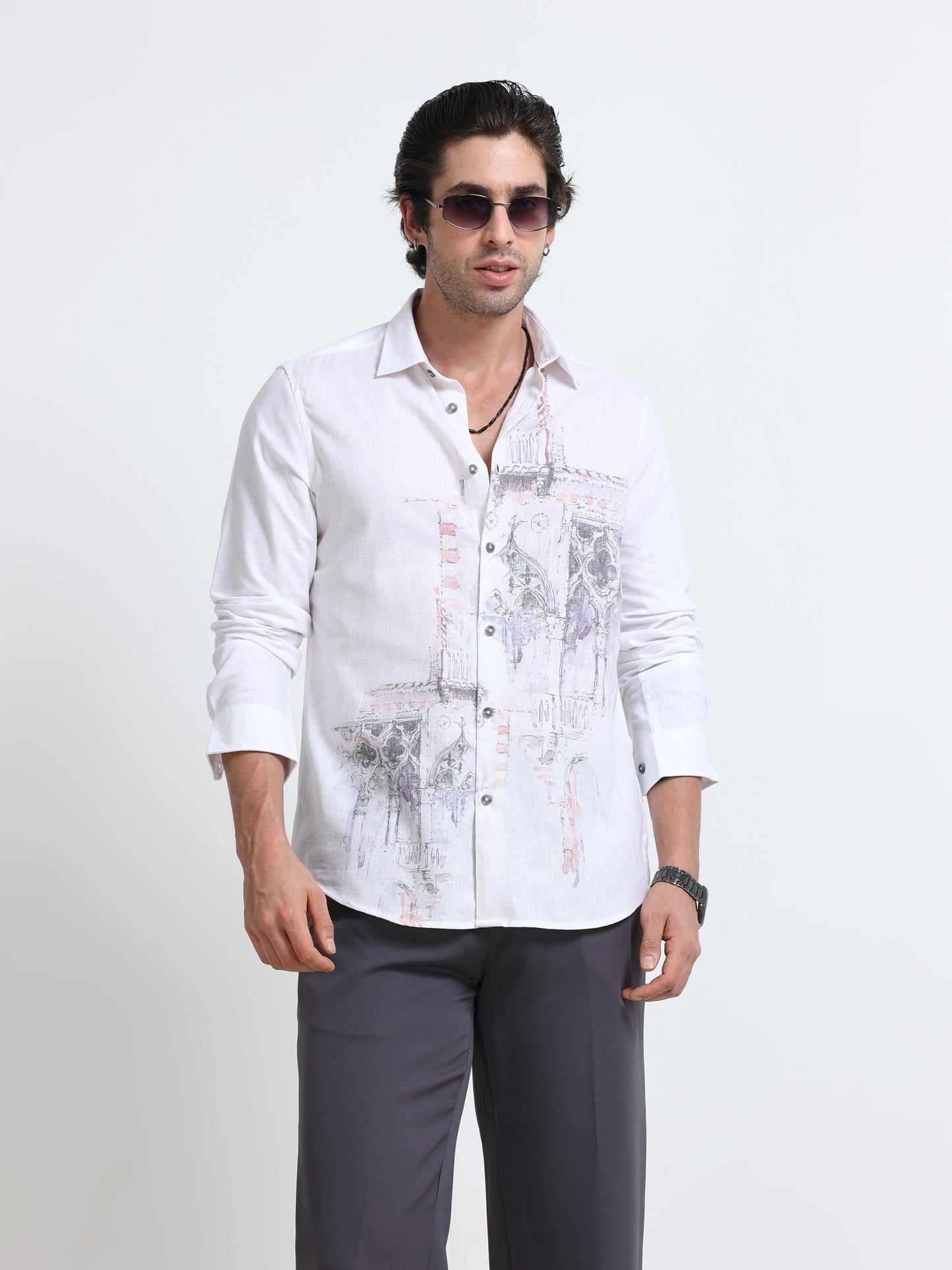 Ivory Heritage Sketch Print Shirt