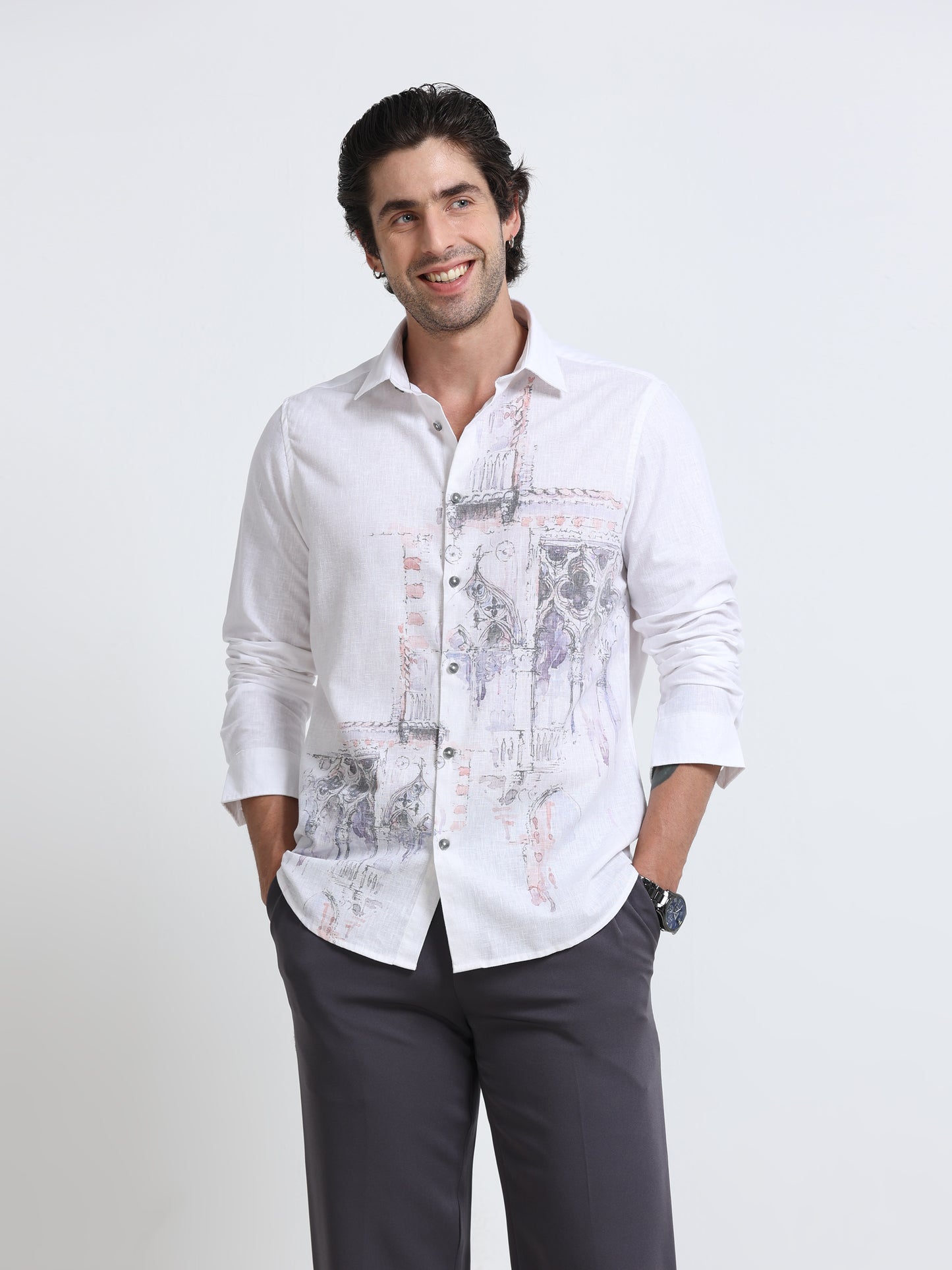 Ivory Heritage Sketch Print Shirt