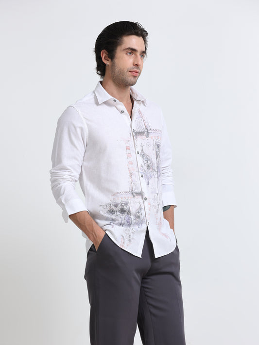 Ivory Heritage Sketch Print Shirt
