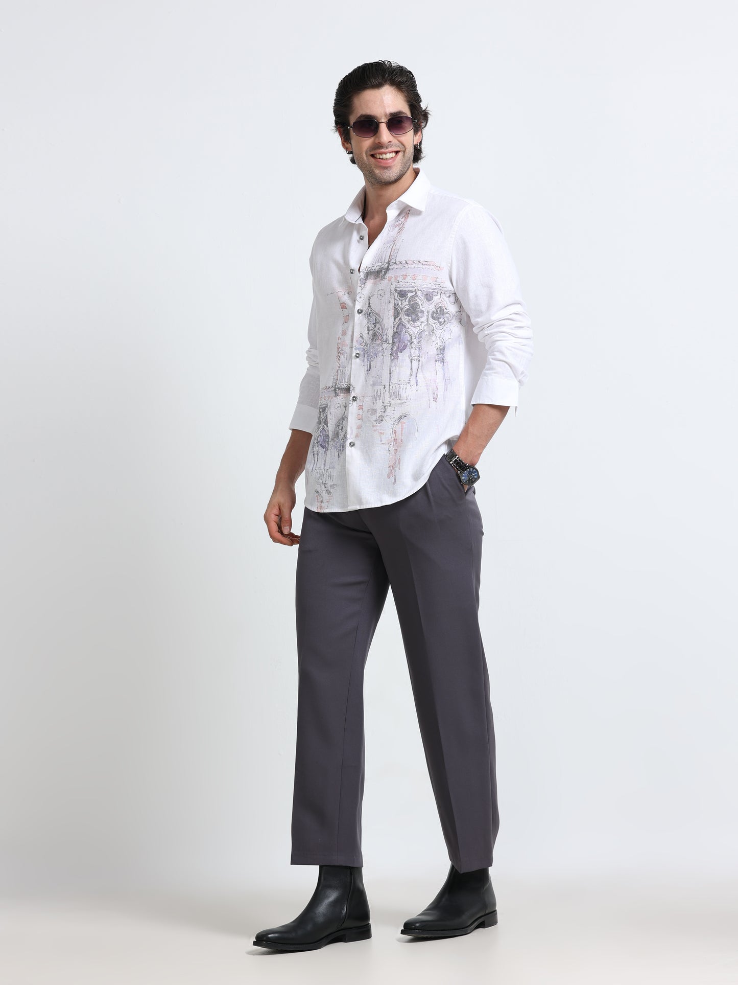 Ivory Heritage Sketch Print Shirt