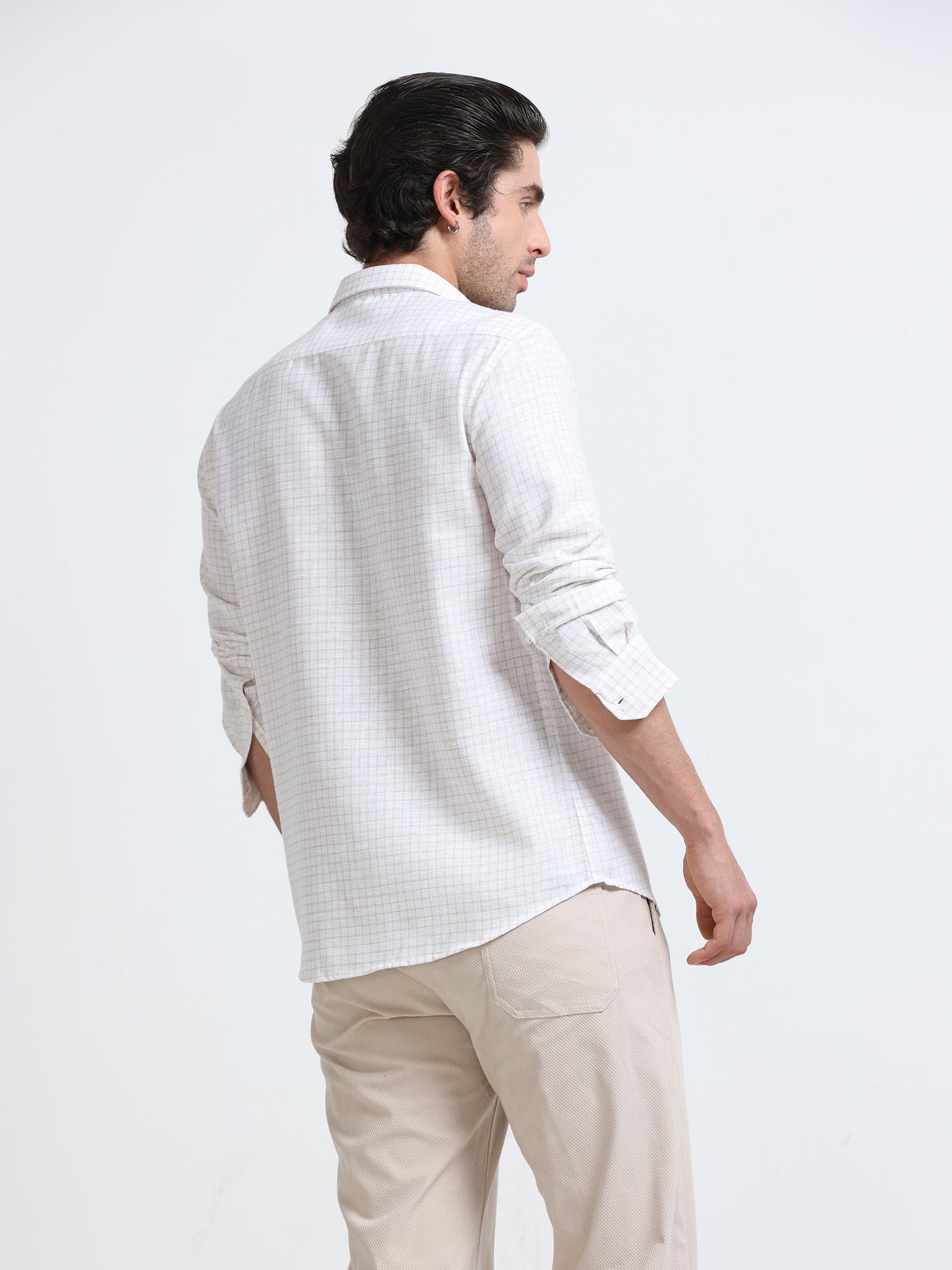 White Grid Linen Shirt