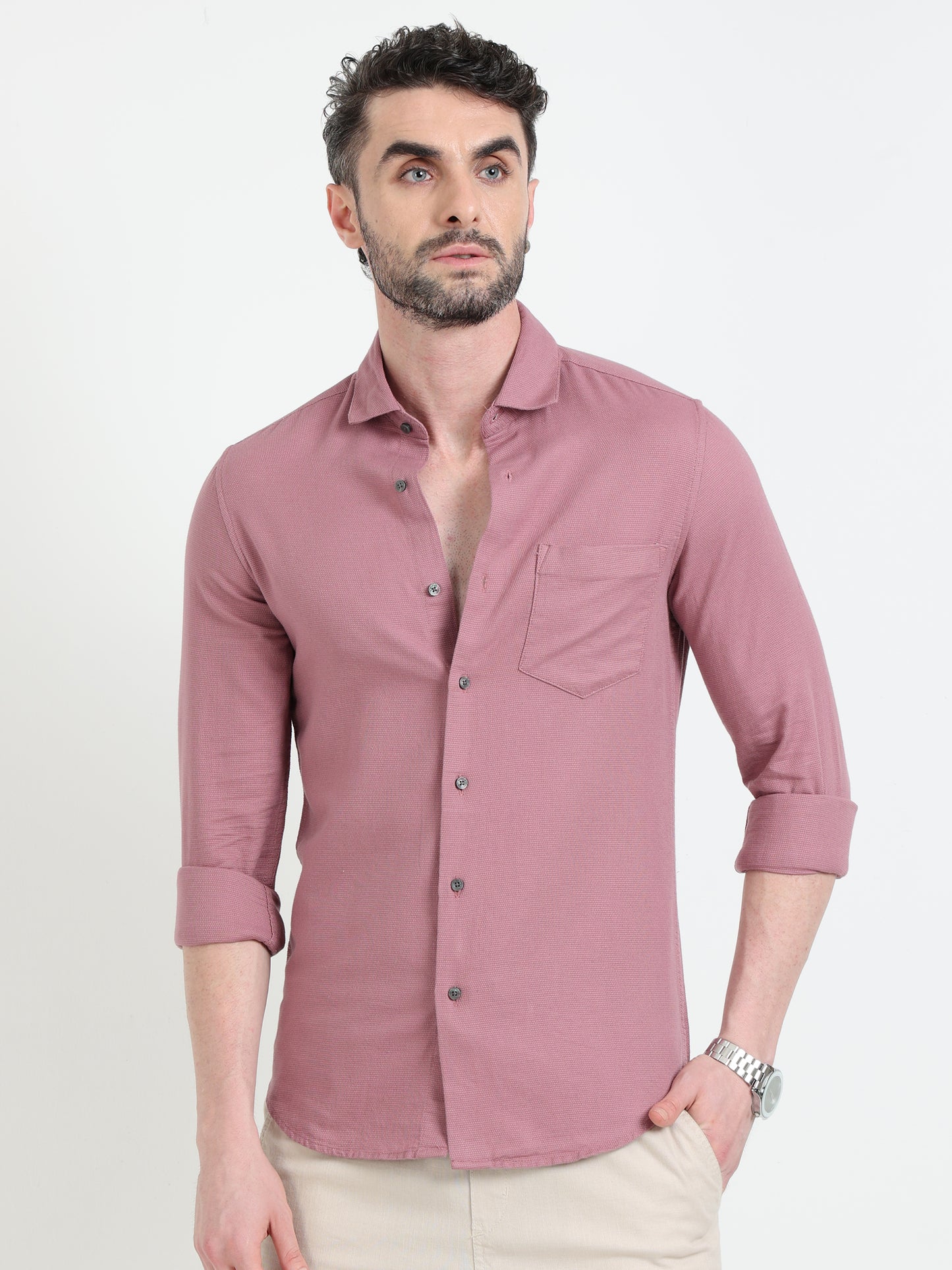Dusky Pink Casal Solid Shirt